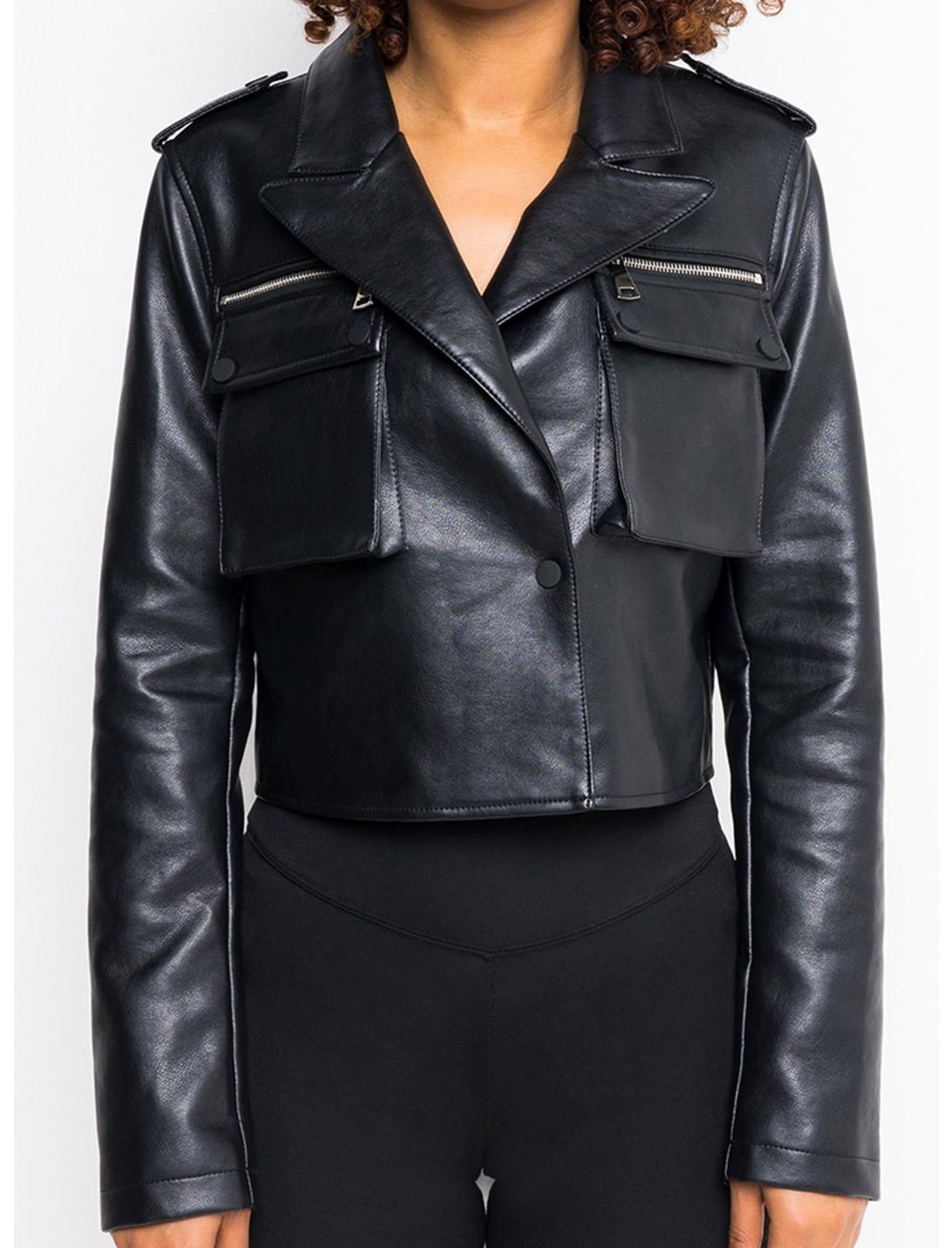 Azalea Wang No Shade Faux Leather Jacket, BLACK, hi-res