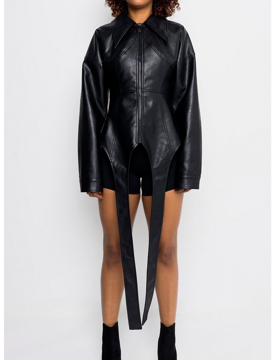 Azalea Wang Rule Breaker Faux Leather Jacket, BLACK, hi-res