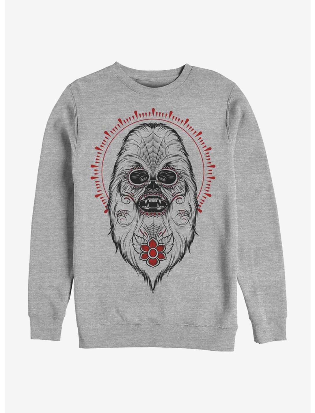 Star Wars Day Of The Dead Chewbacca Crew Sweatshirt, CHAR HTR, hi-res