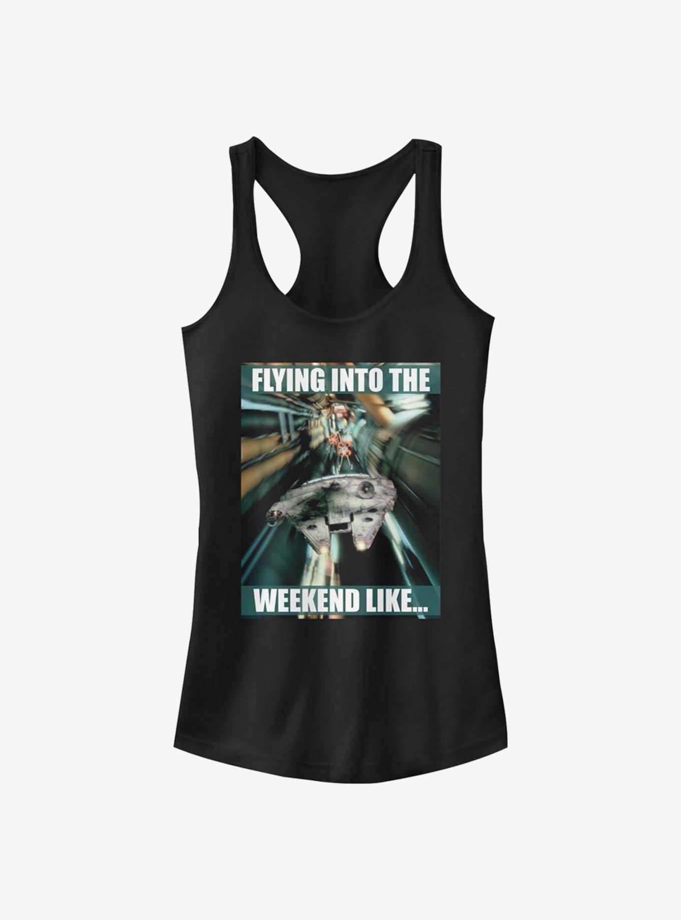 Star Wars Flying Into The Weekend Girls Tank, BLACK, hi-res