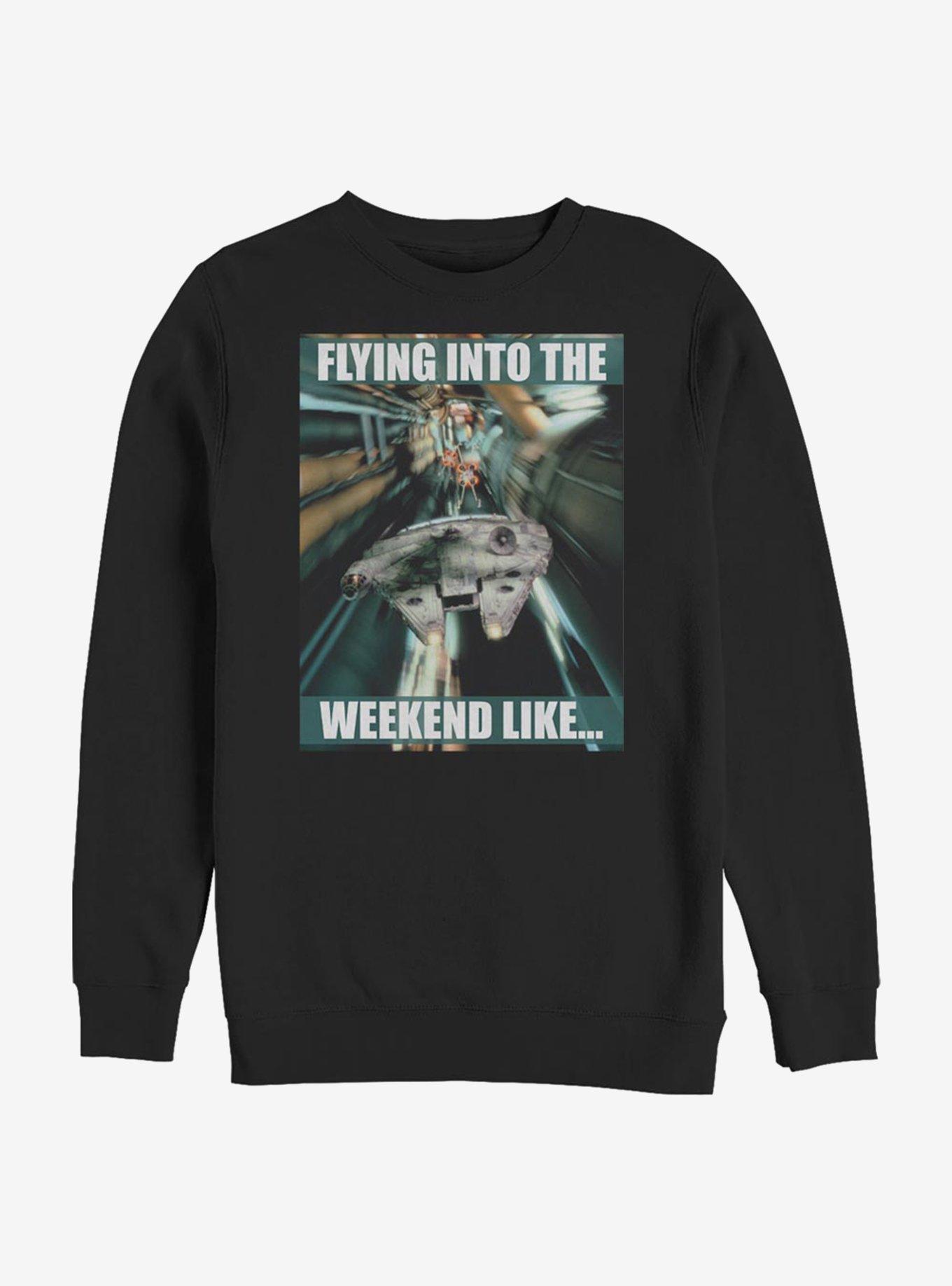 Star Wars Flying Into The Weekend Crew Sweatshirt, , hi-res
