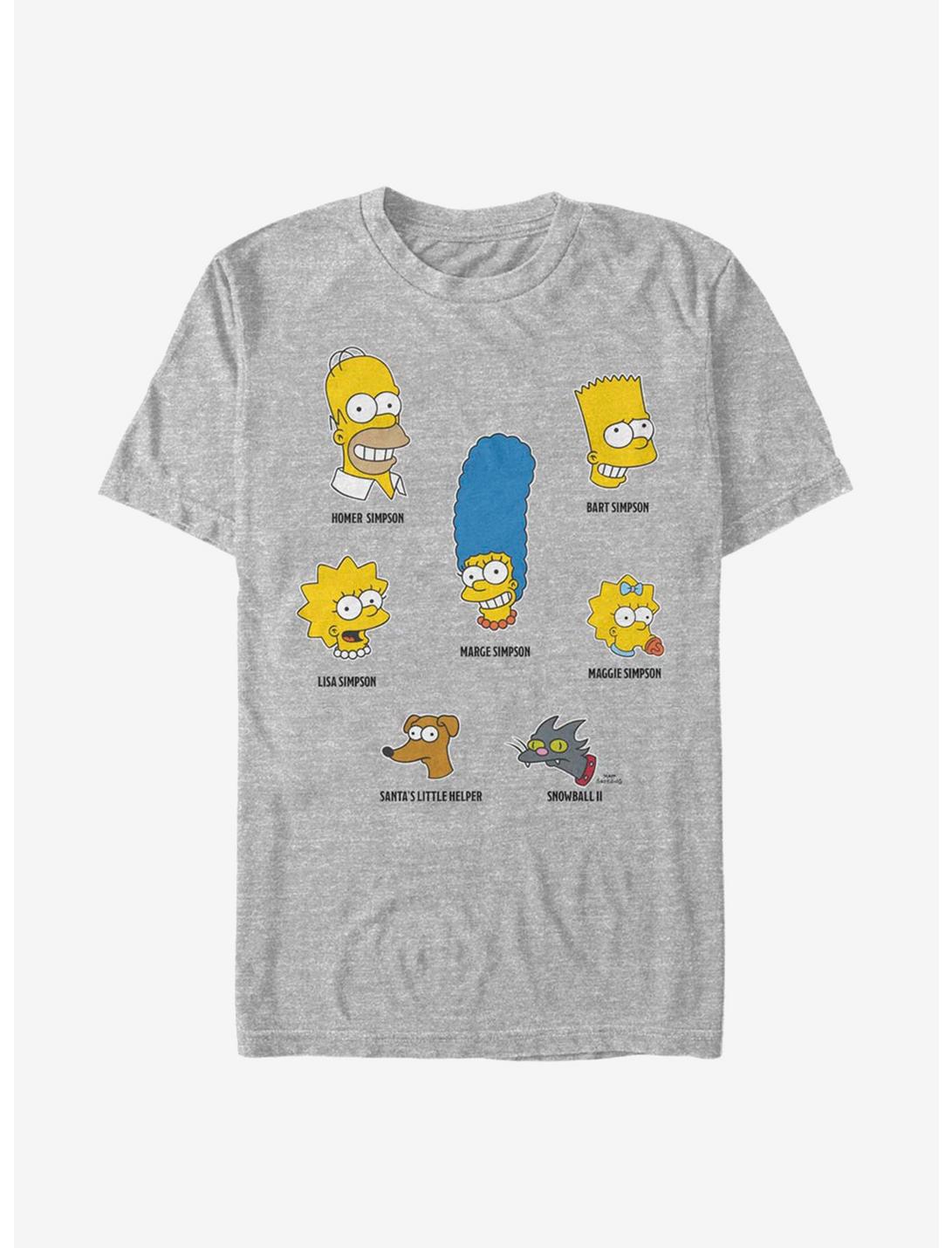 The Simpsons Family Faces T-Shirt, ATH HTR, hi-res