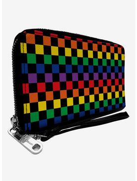 Checker Rainbow Multi Zip Around Wallet, , hi-res