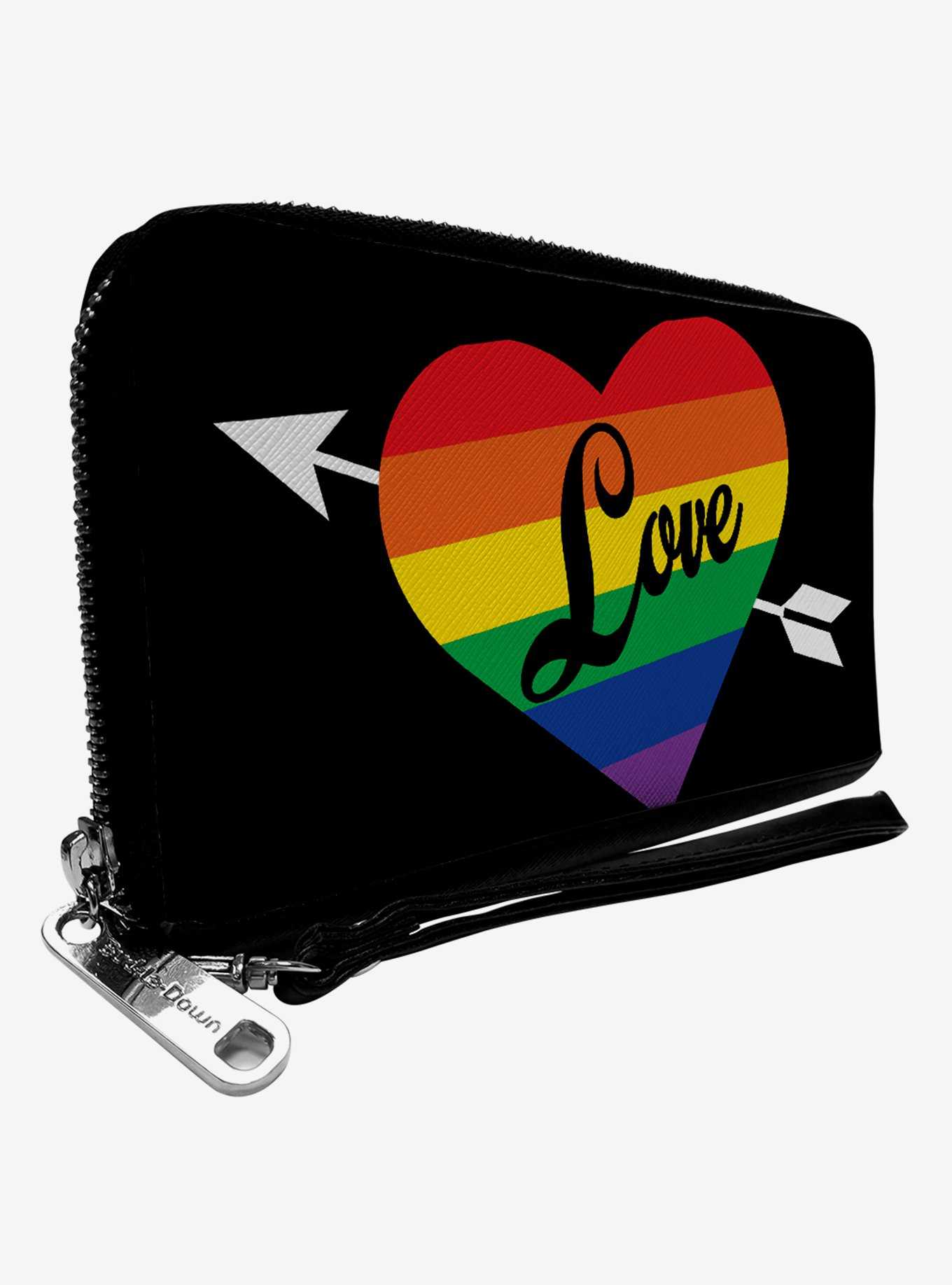 Love Rainbow Stripe Zip Around Wallet, , hi-res