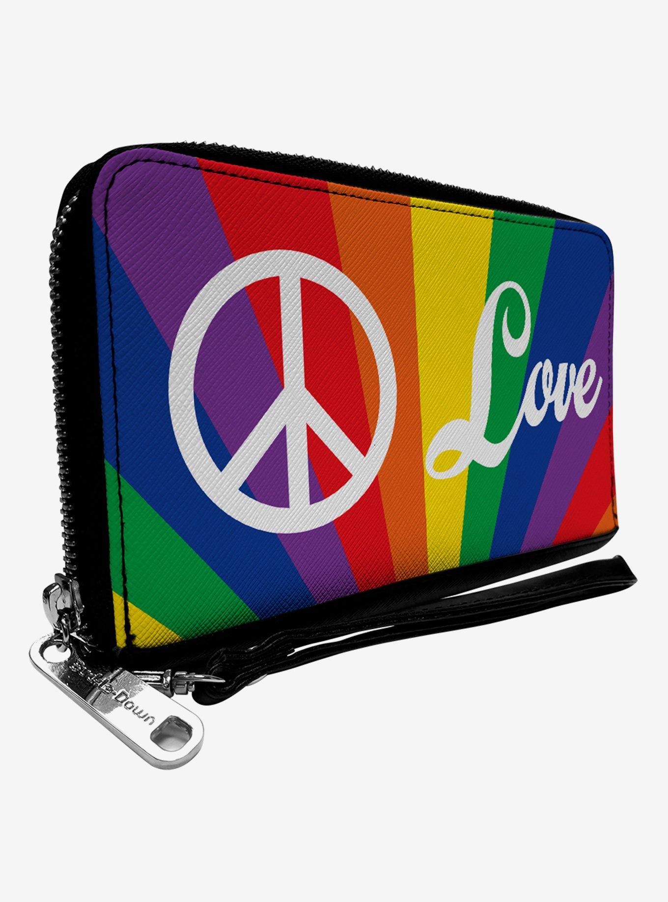 Peace and Love Rainbow Rays Zip Around Wallet, , hi-res