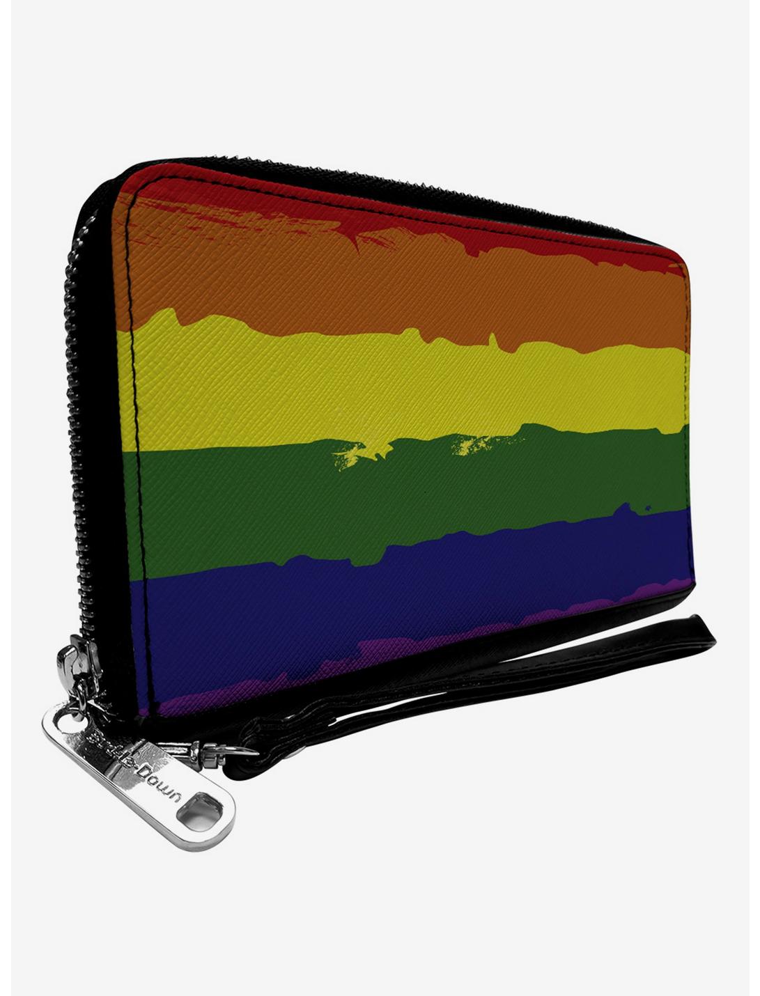 Rainbow Stripe Painted Zip Around Wallet, , hi-res