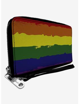 Rainbow Stripe Painted Zip Around Wallet, , hi-res