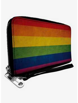 Weathered Rainbow Pride Flag Zip Around Wallet, , hi-res