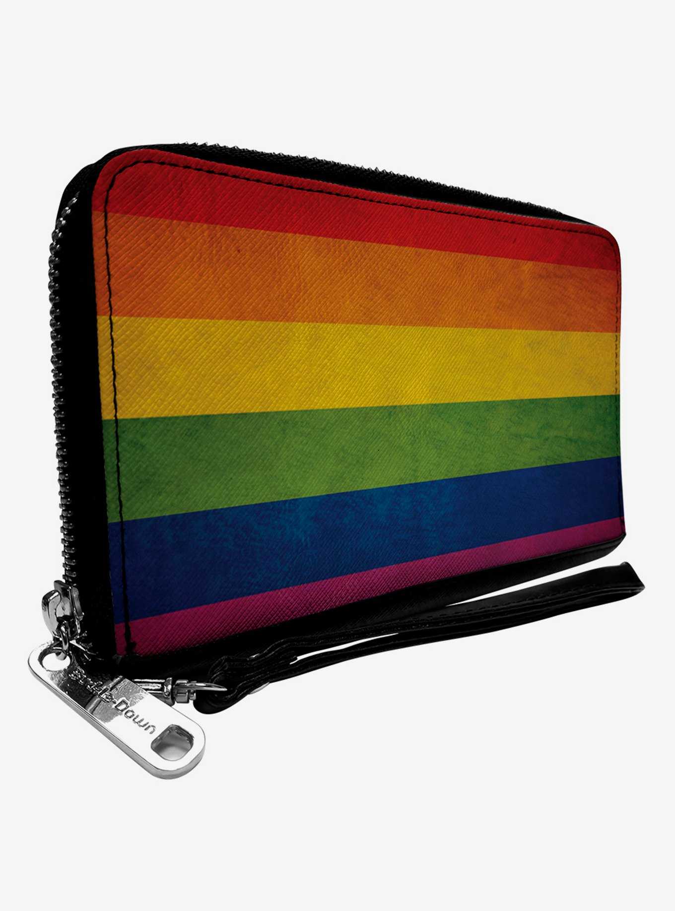 Weathered Rainbow Pride Flag Zip Around Wallet, , hi-res