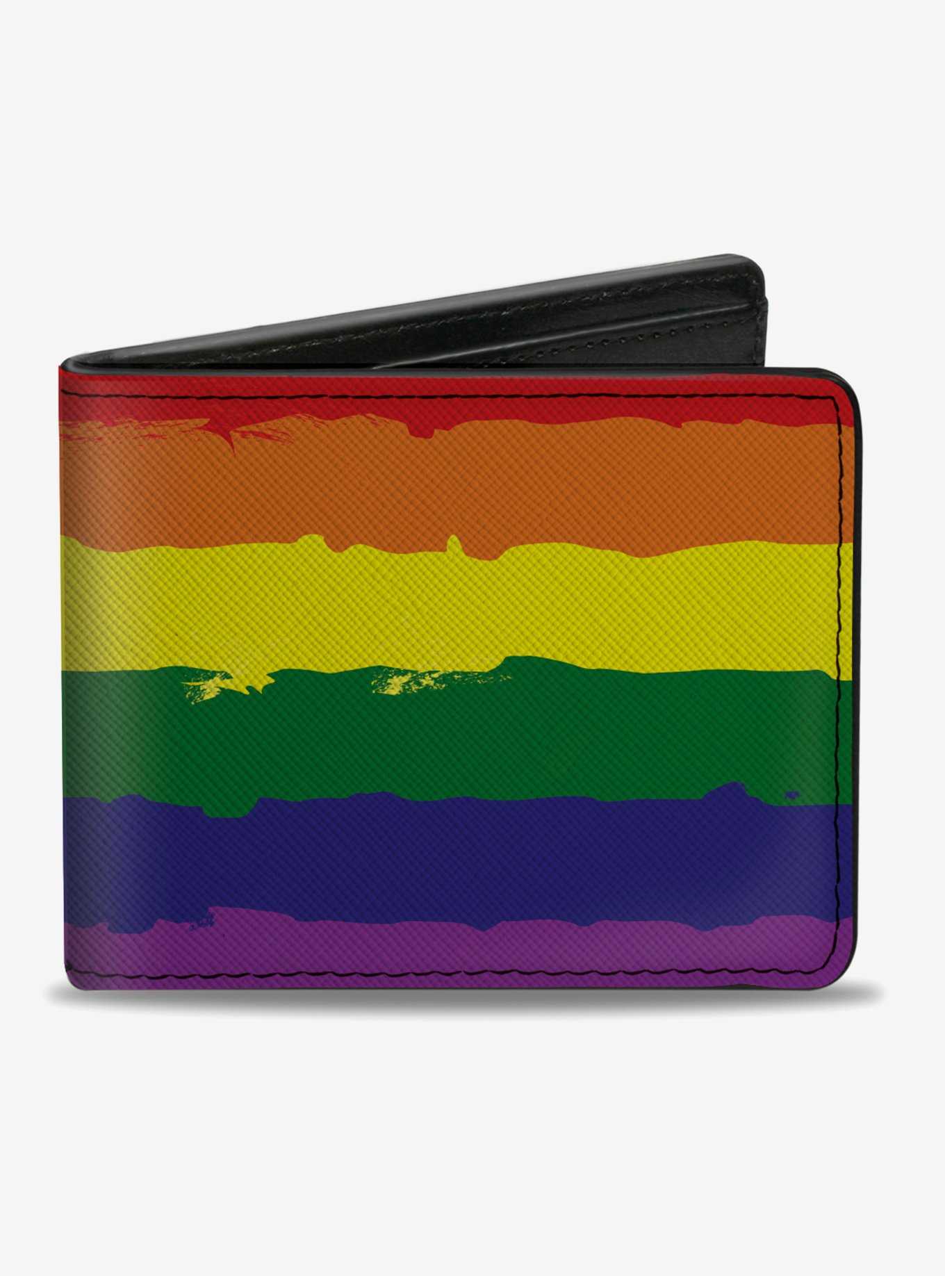 Rainbow Stripe Painted Bifold Wallet, , hi-res