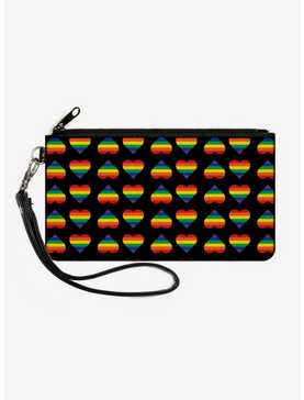 Rainbow Hearts Flip Canvas Zip Clutch Wallet, , hi-res