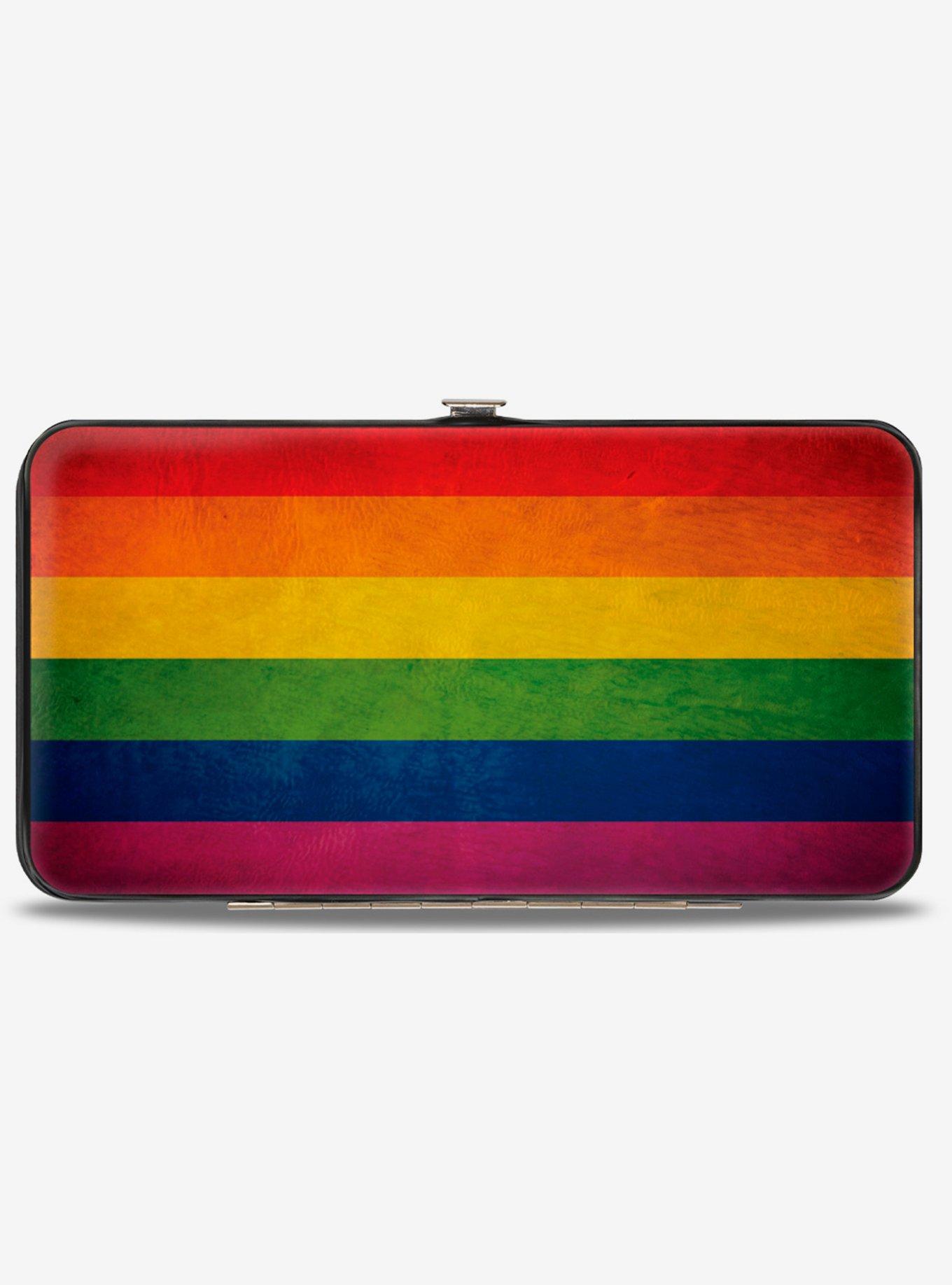 Weathered Rainbow Pride Flag Hinged Wallet, , hi-res