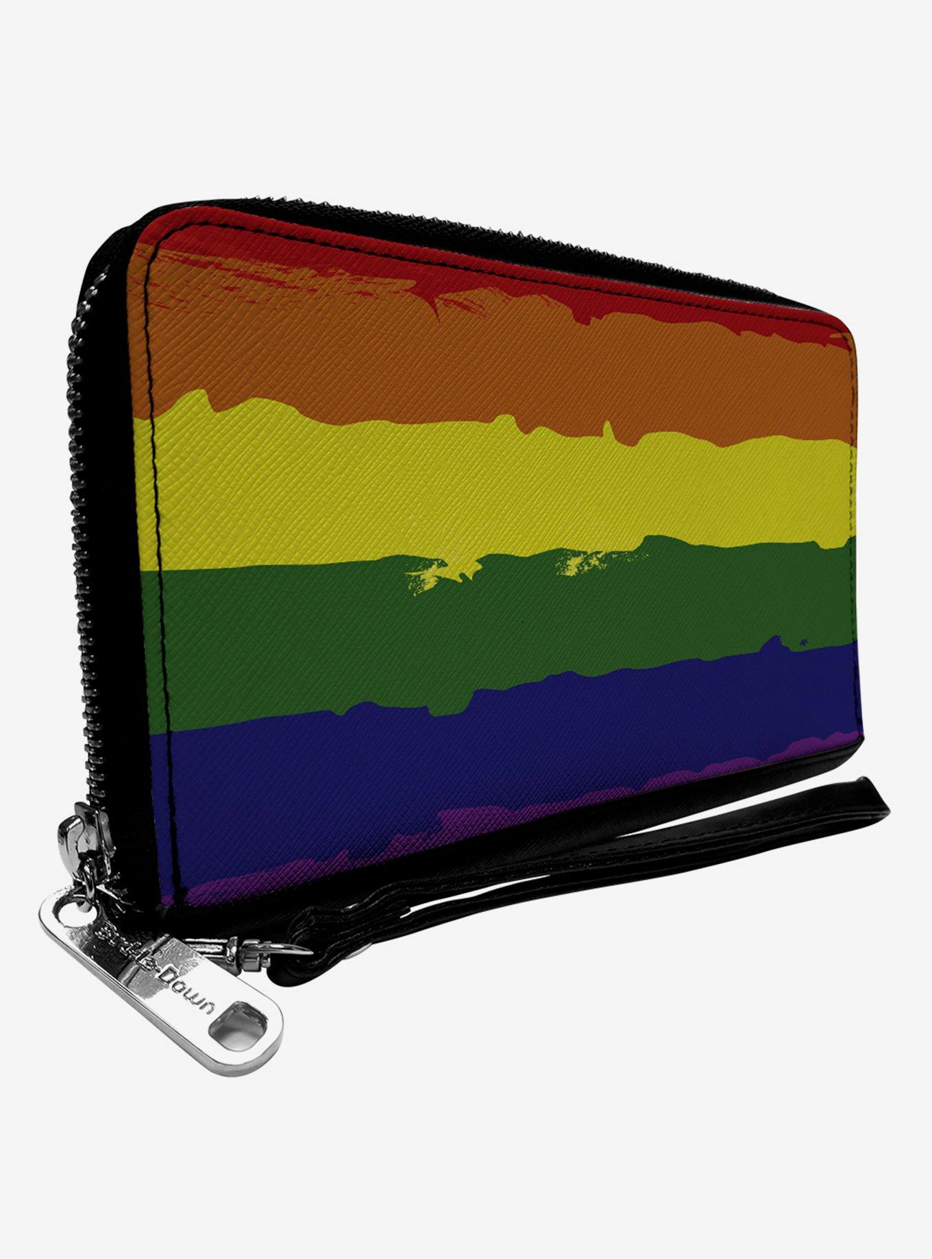 Rainbow Stripe Painted Zip Around Wallet, , hi-res