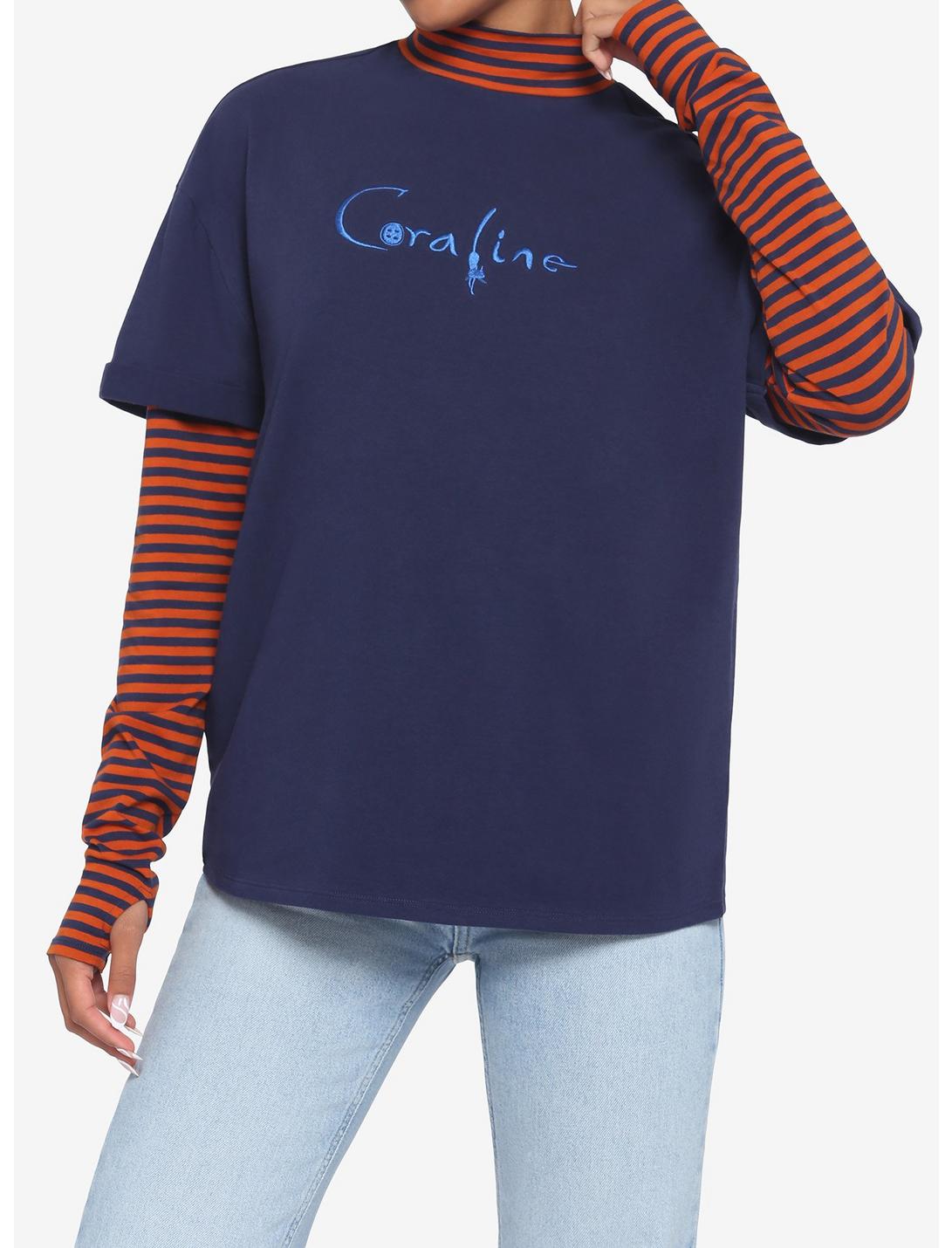 Coraline Stripe Mock Neck Twofer Long-Sleeve T-Shirt, MULTI, hi-res