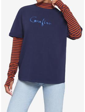 Coraline Stripe Mock Neck Twofer Long-Sleeve T-Shirt, , hi-res