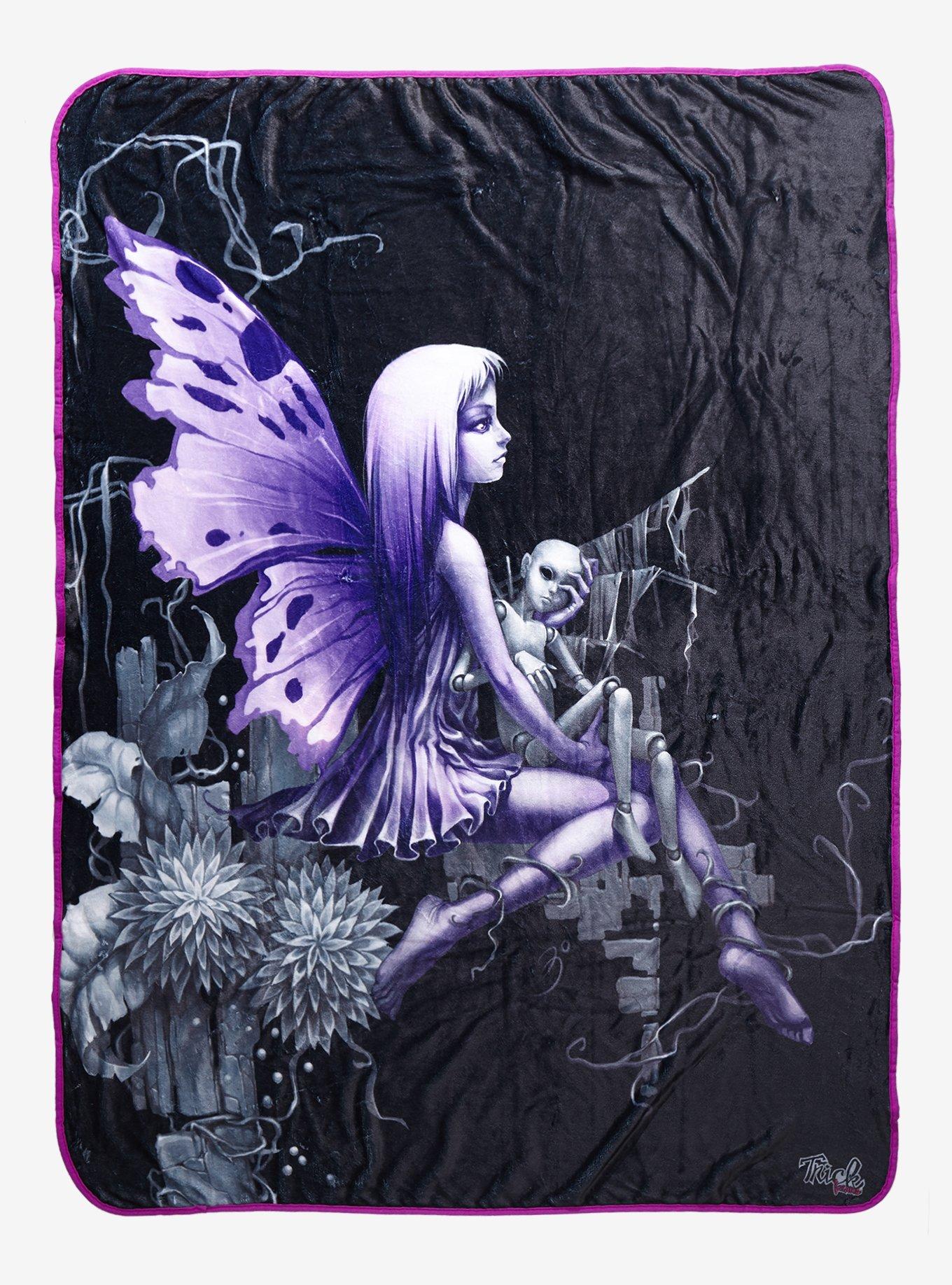 Fairies By Trick Purple Fairy Throw Blanket