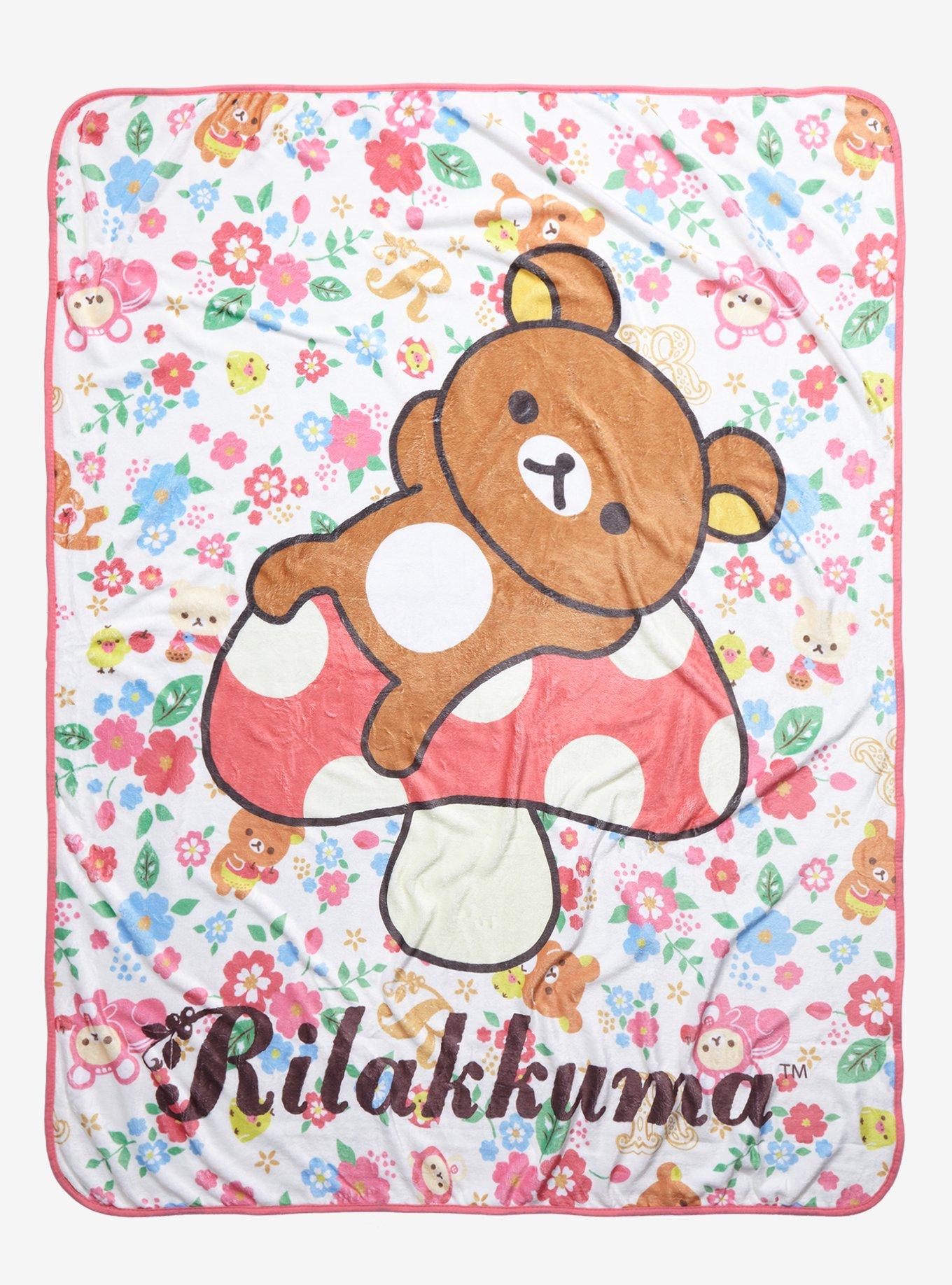 Rilakkuma Mushroom Floral Throw Blanket, , hi-res