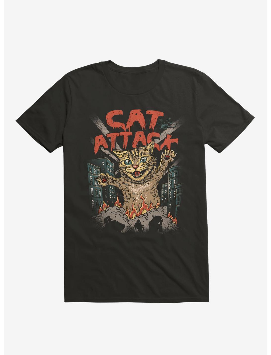 Cat Attack Black T-Shirt, BLACK, hi-res