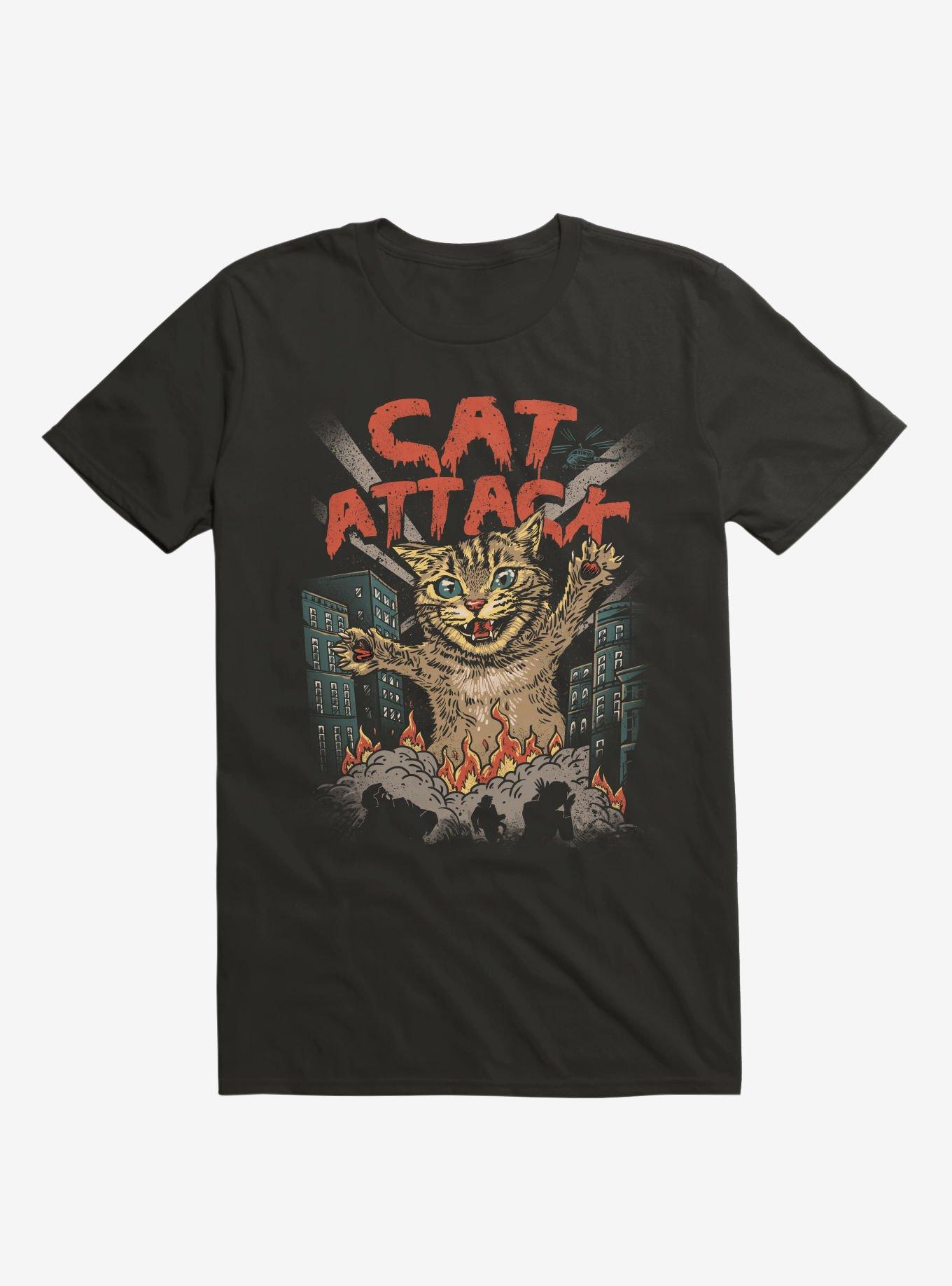 Cat Attack Black T-Shirt, , hi-res