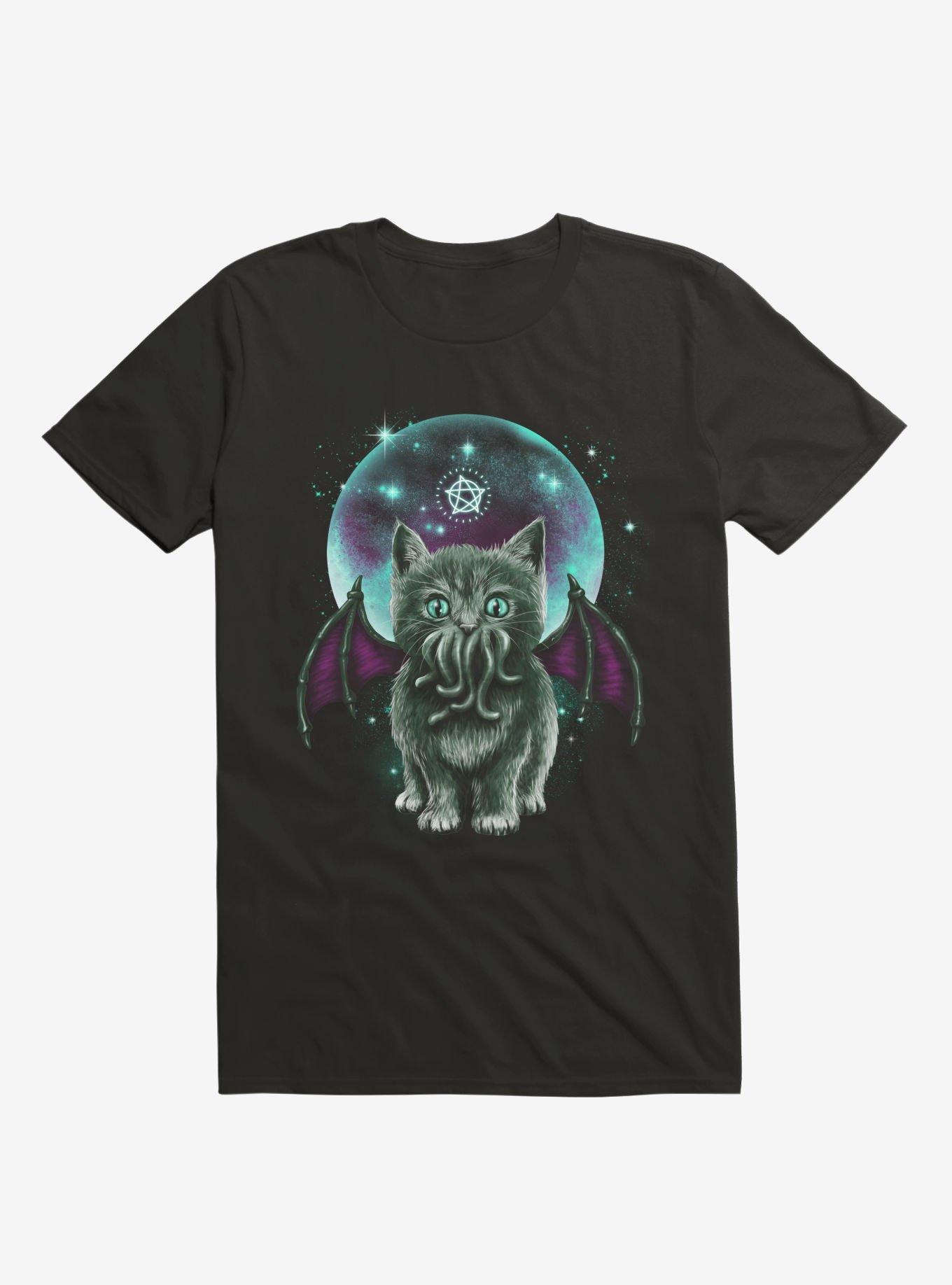 Cosmic Purrrcraft Black T-Shirt, BLACK, hi-res