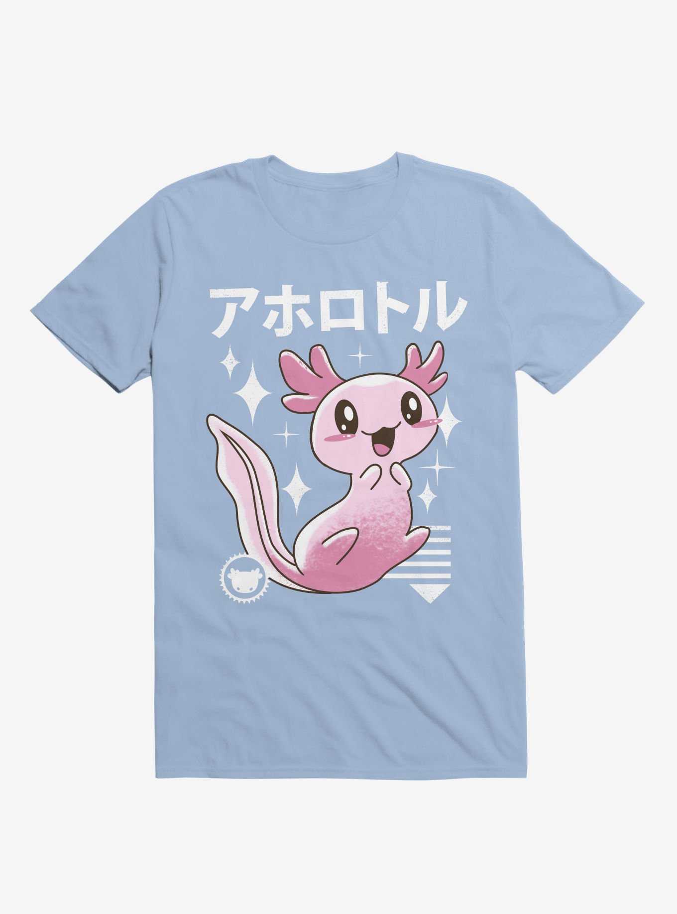Kawaii Axolotl Light Blue T-Shirt, , hi-res