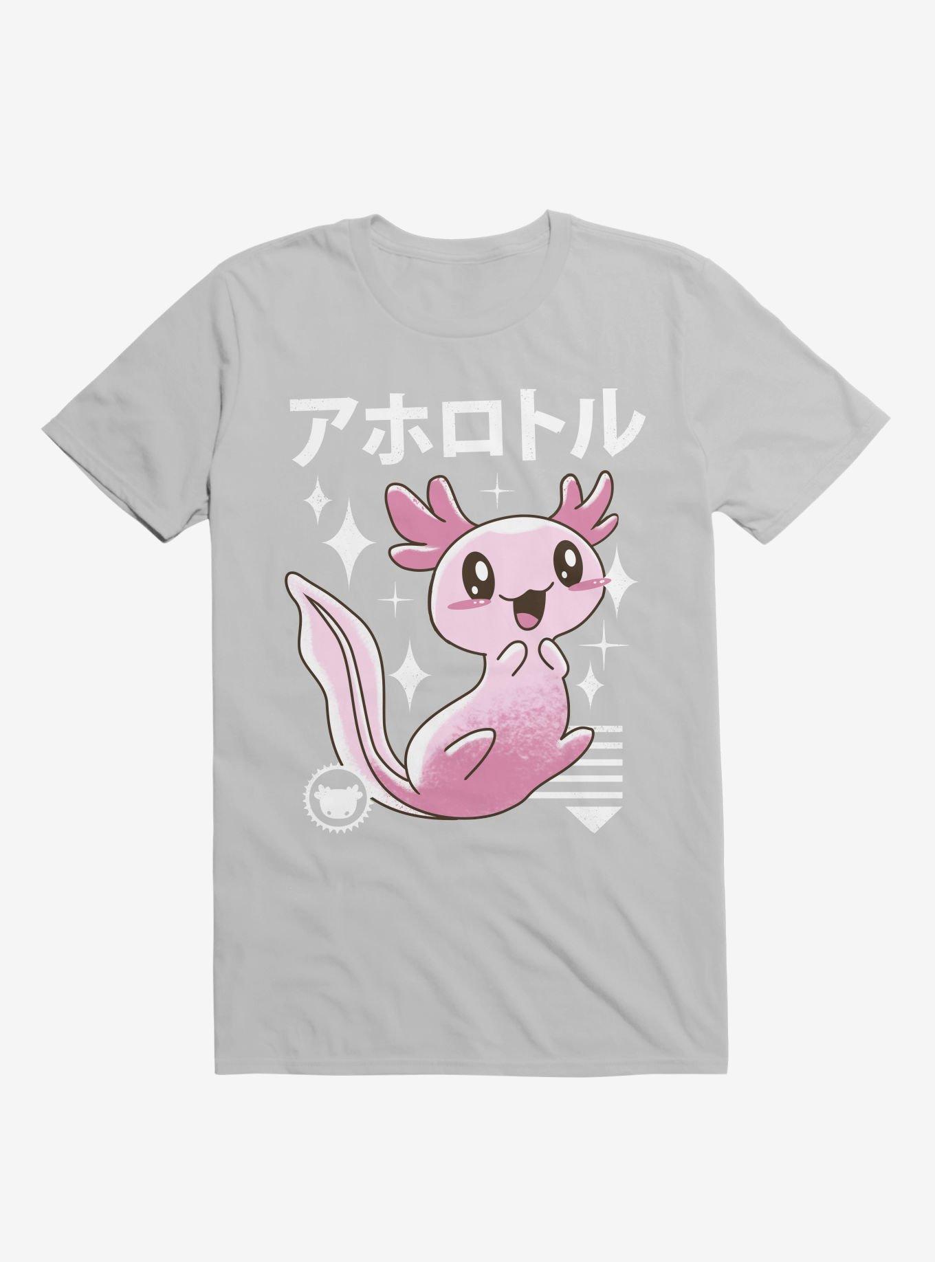 Kawaii Axolotl Ice Grey T-Shirt, , hi-res