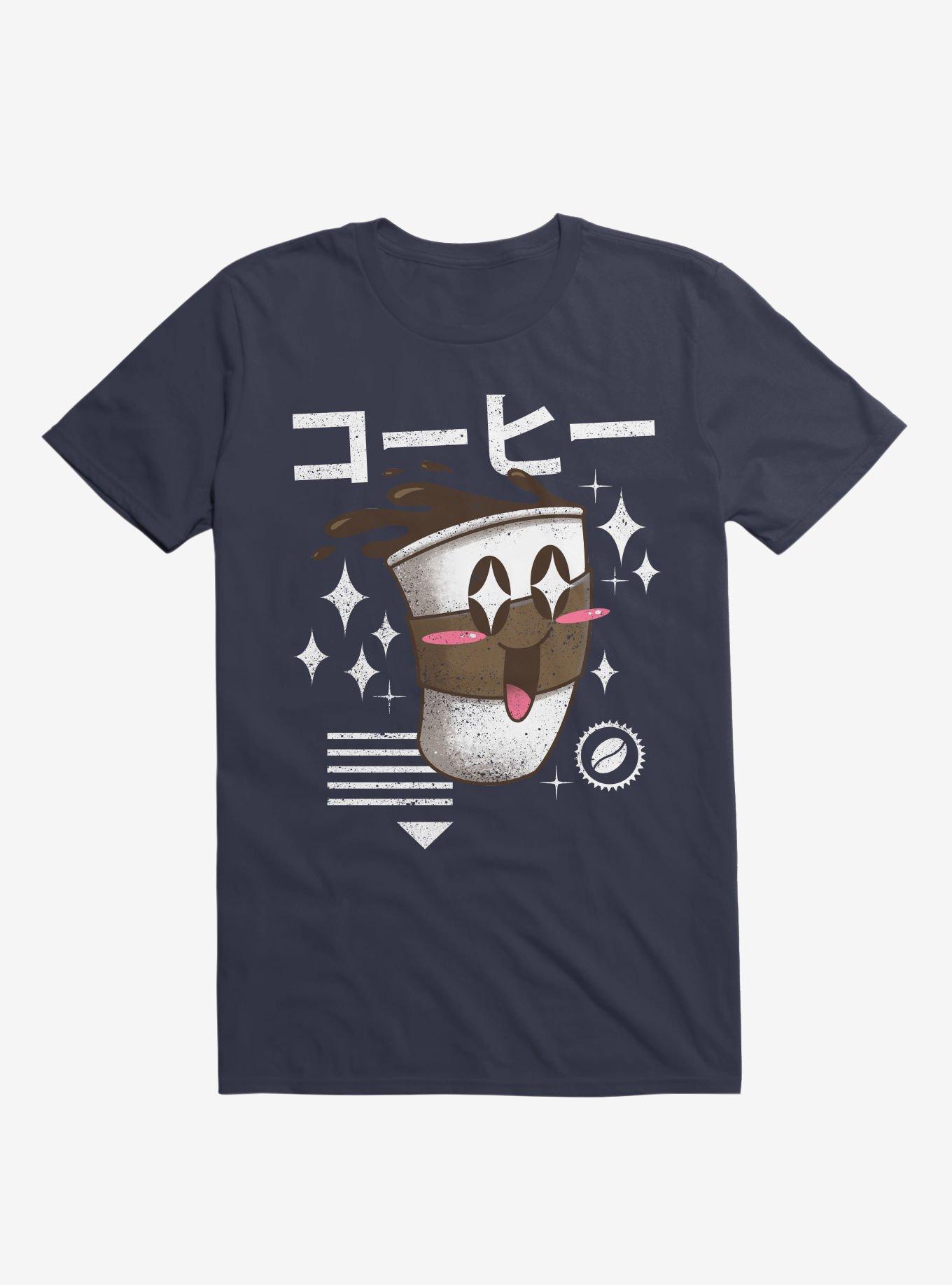 THRDLESS Kawaii Coffee Navy Blue T-Shirt