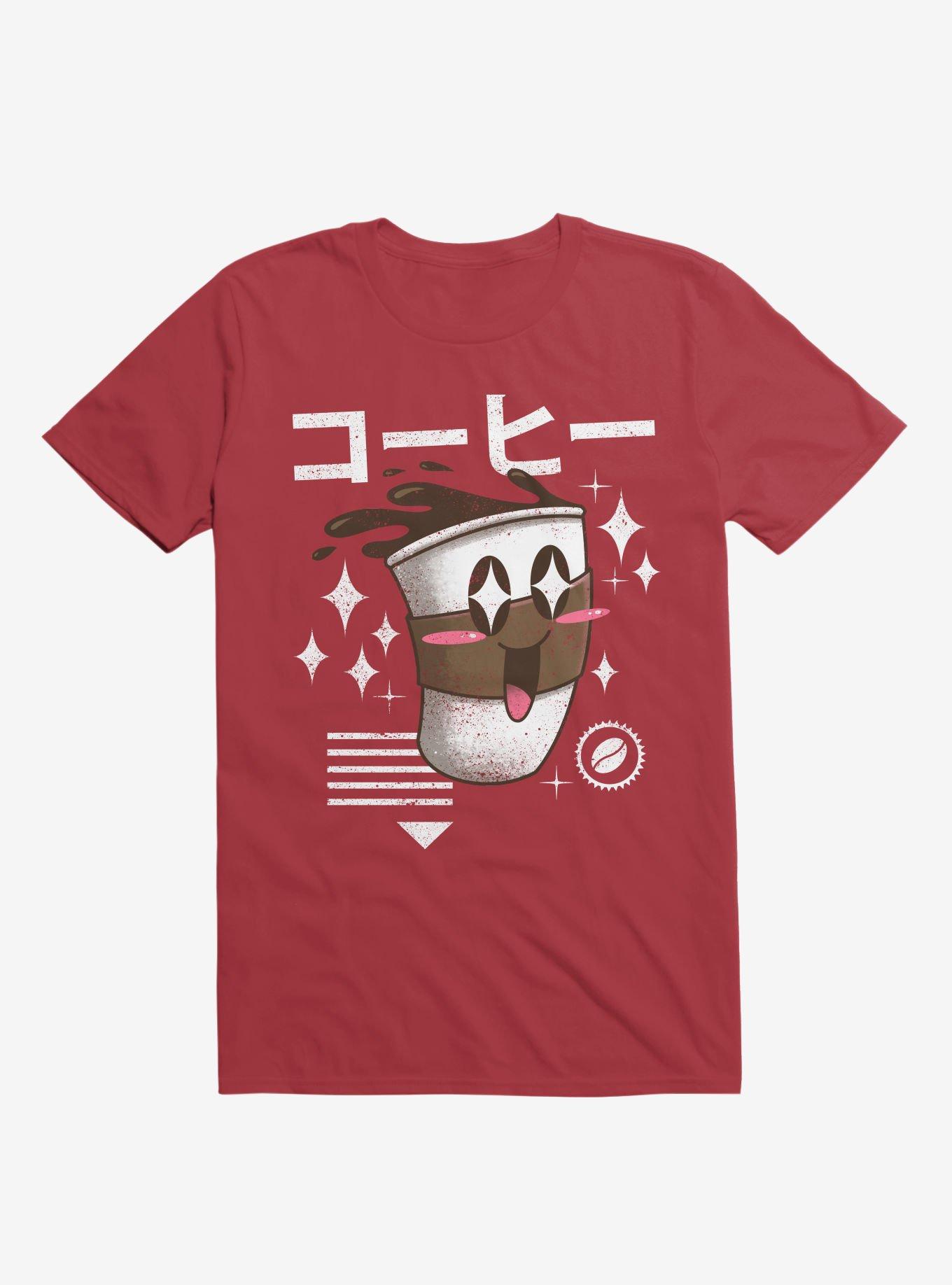 Kawaii Coffee Red T-Shirt, , hi-res