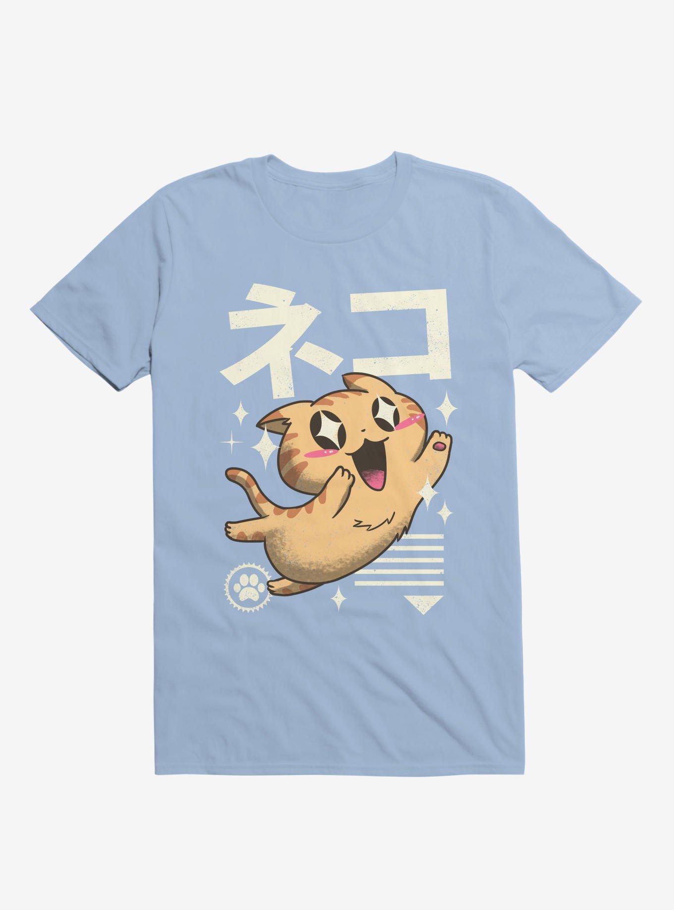 Kawaii Feline Light Blue T-Shirt, , hi-res