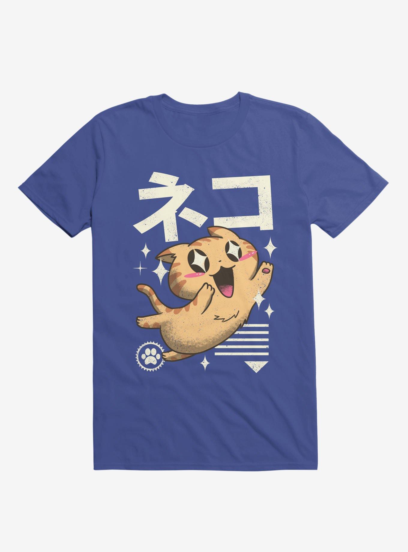 Kawaii Feline Royal Blue T-Shirt, , hi-res