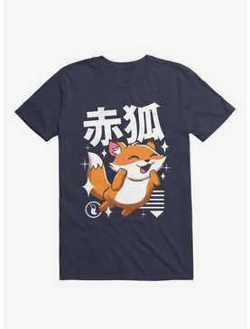 Kawaii Fox Navy Blue T-Shirt, , hi-res
