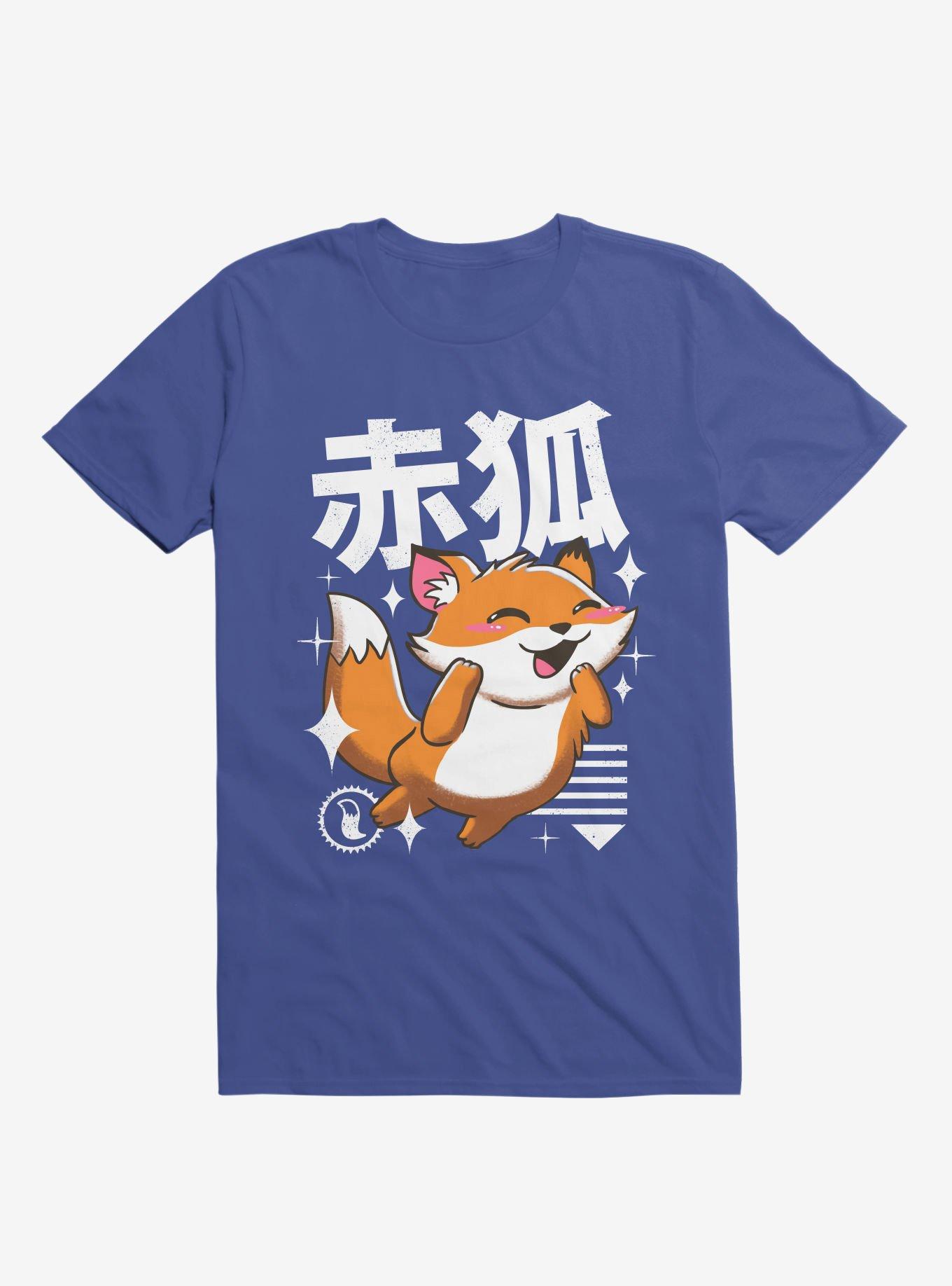 Kawaii Fox Royal Blue T-Shirt, , hi-res