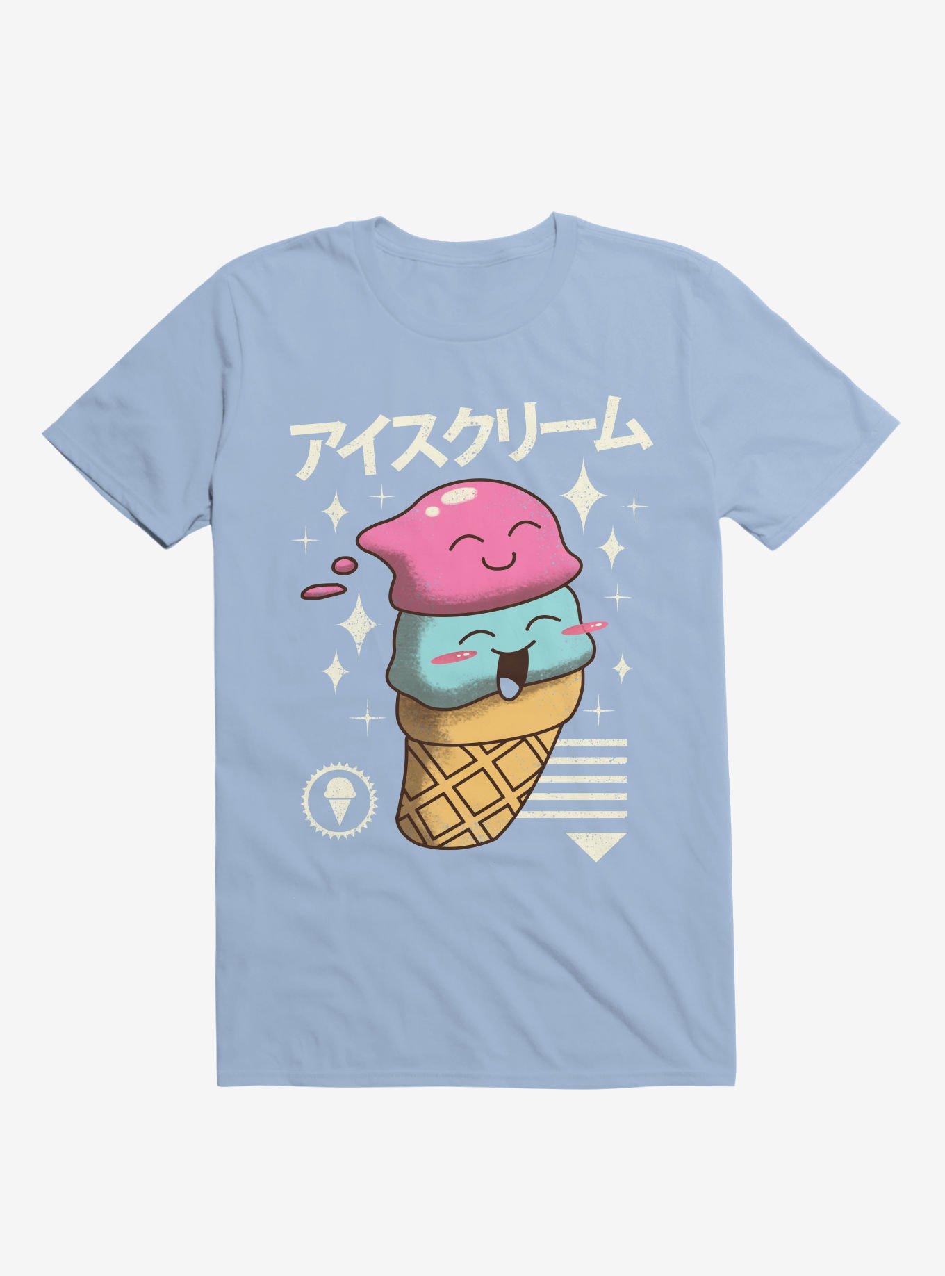 Kawaii Ice Cream Light Blue T-Shirt, , hi-res
