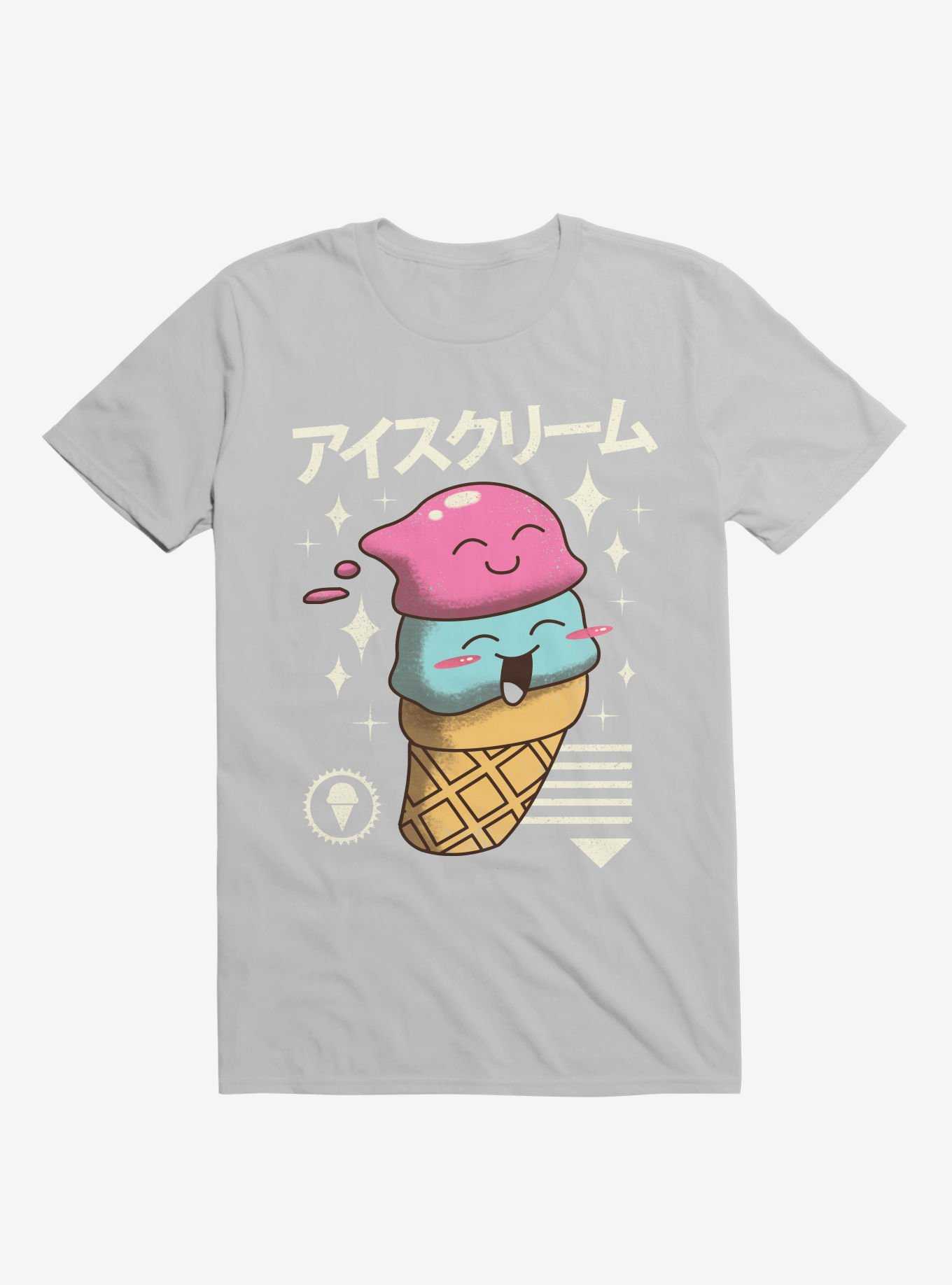 Kawaii Ice Cream Ice Grey T-Shirt, , hi-res