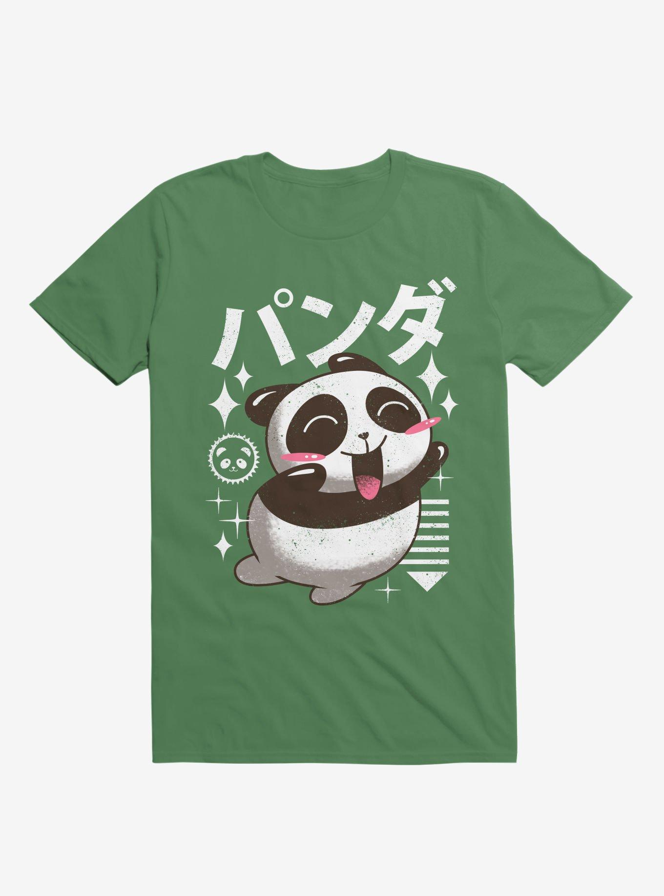 Kawaii Panda Kelly Green T-Shirt, , hi-res