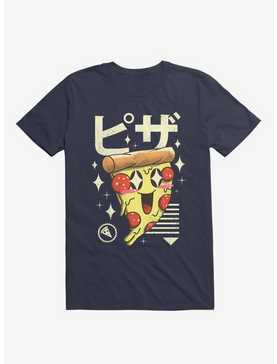Kawaii Pizza Navy Blue T-Shirt, , hi-res