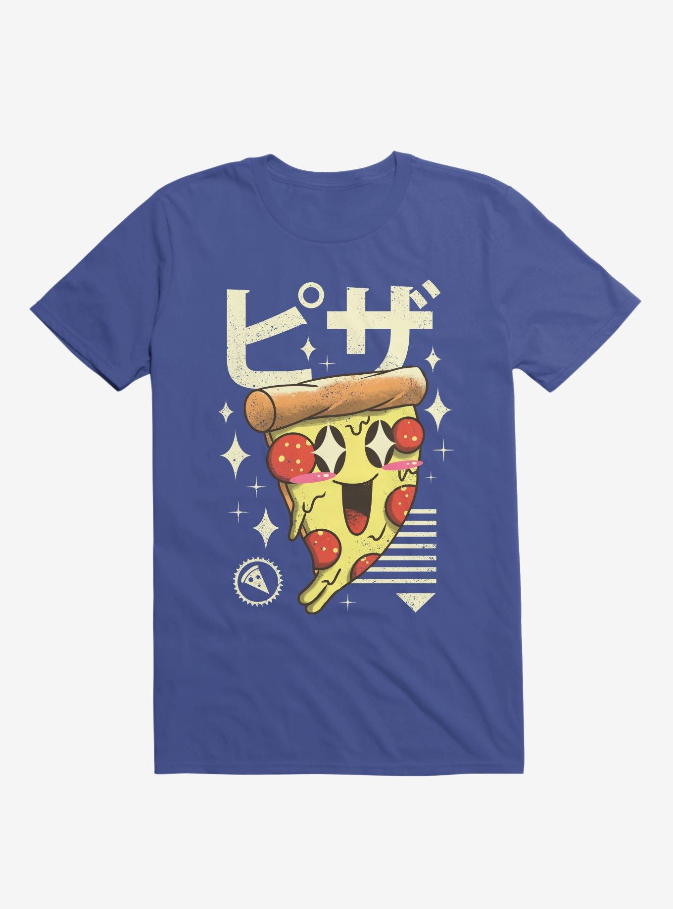 Kawaii Pizza Royal Blue T-Shirt