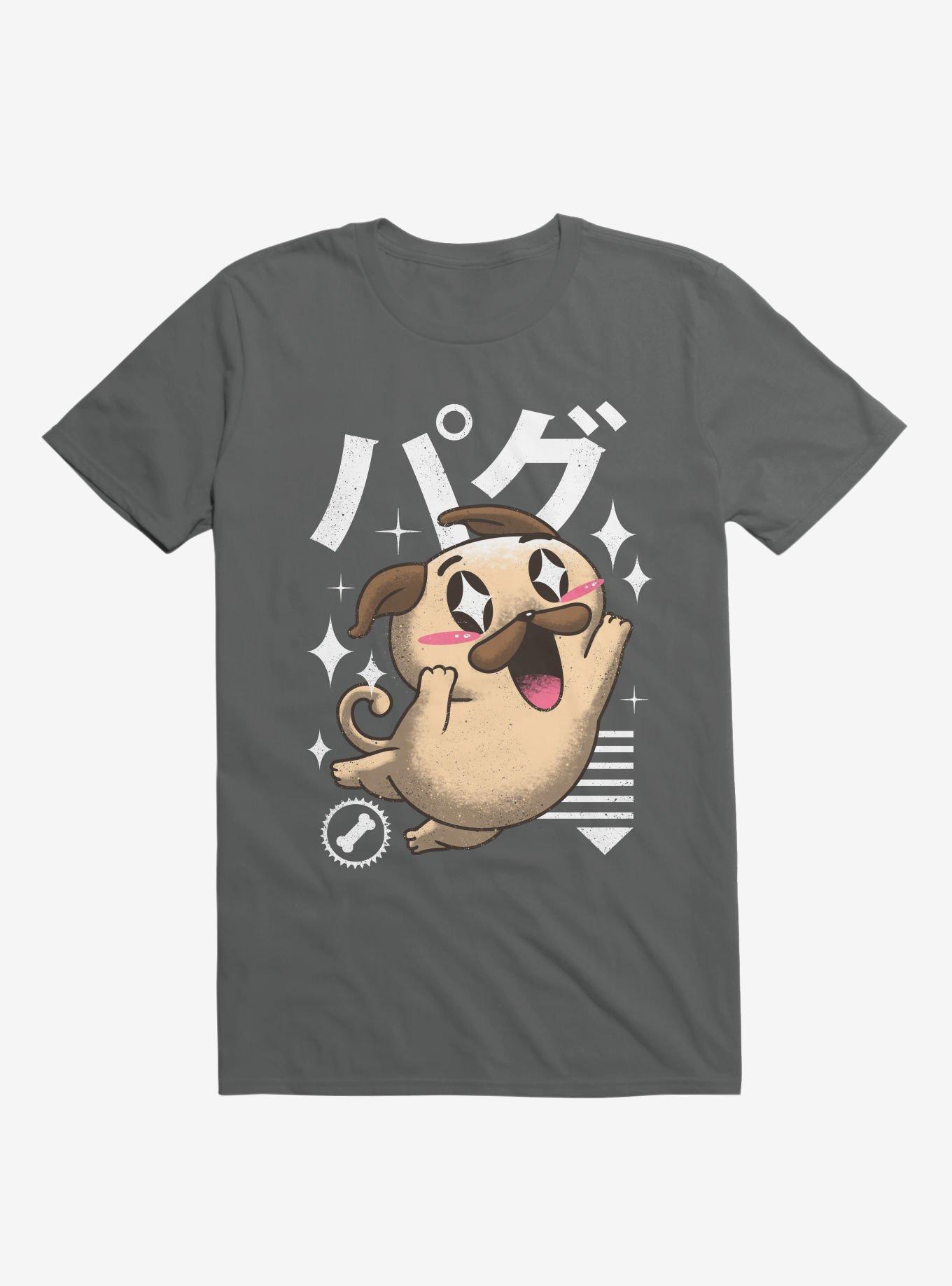 Kawaii Pug Charcoal Grey T-Shirt, , hi-res