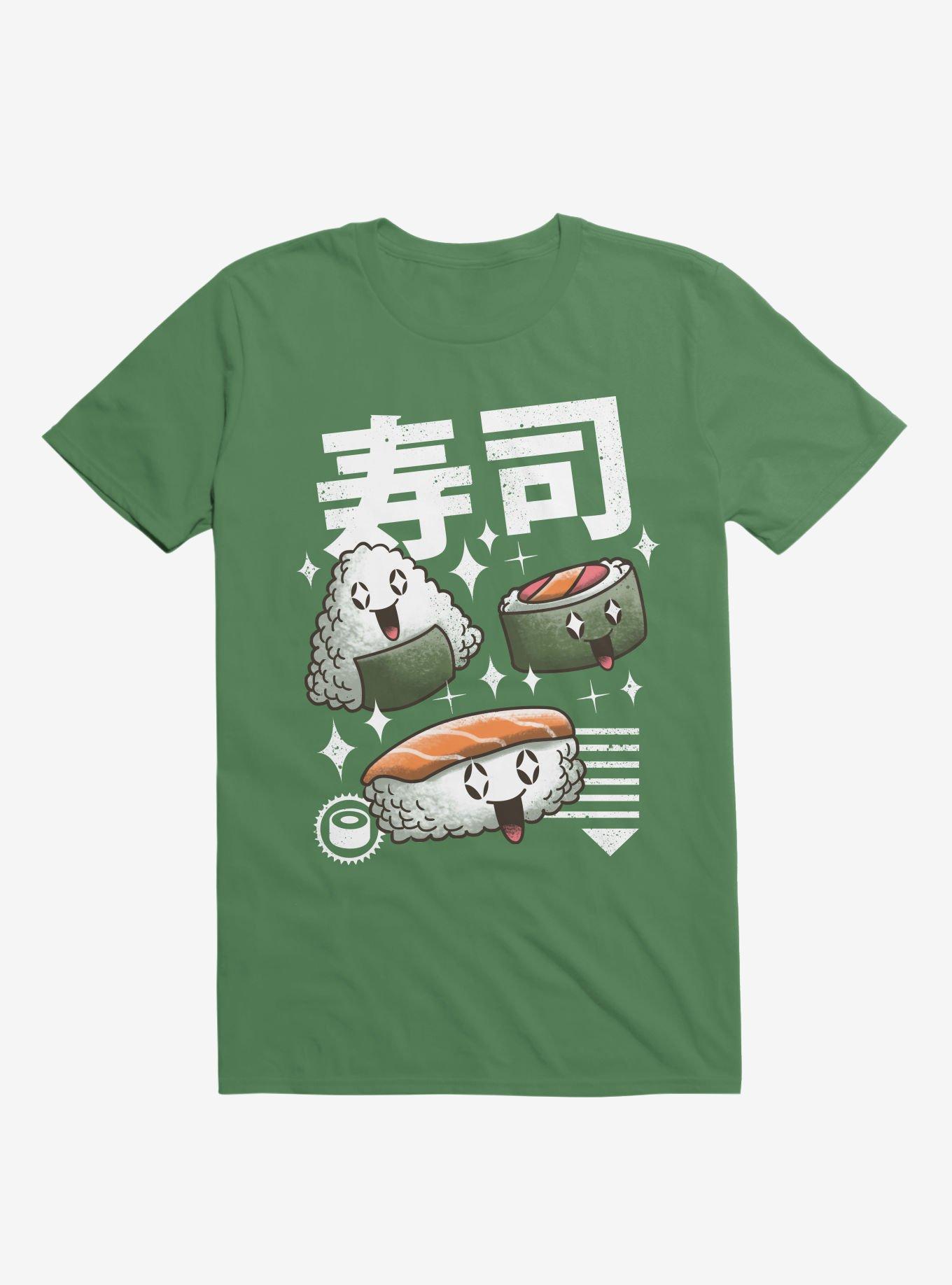 Kawaii Sushi Kelly Green T-Shirt, , hi-res