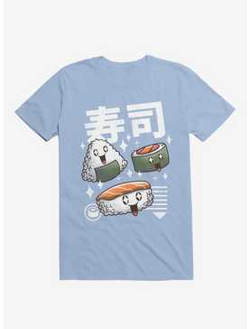 Kawaii Sushi Light Blue T-Shirt, , hi-res