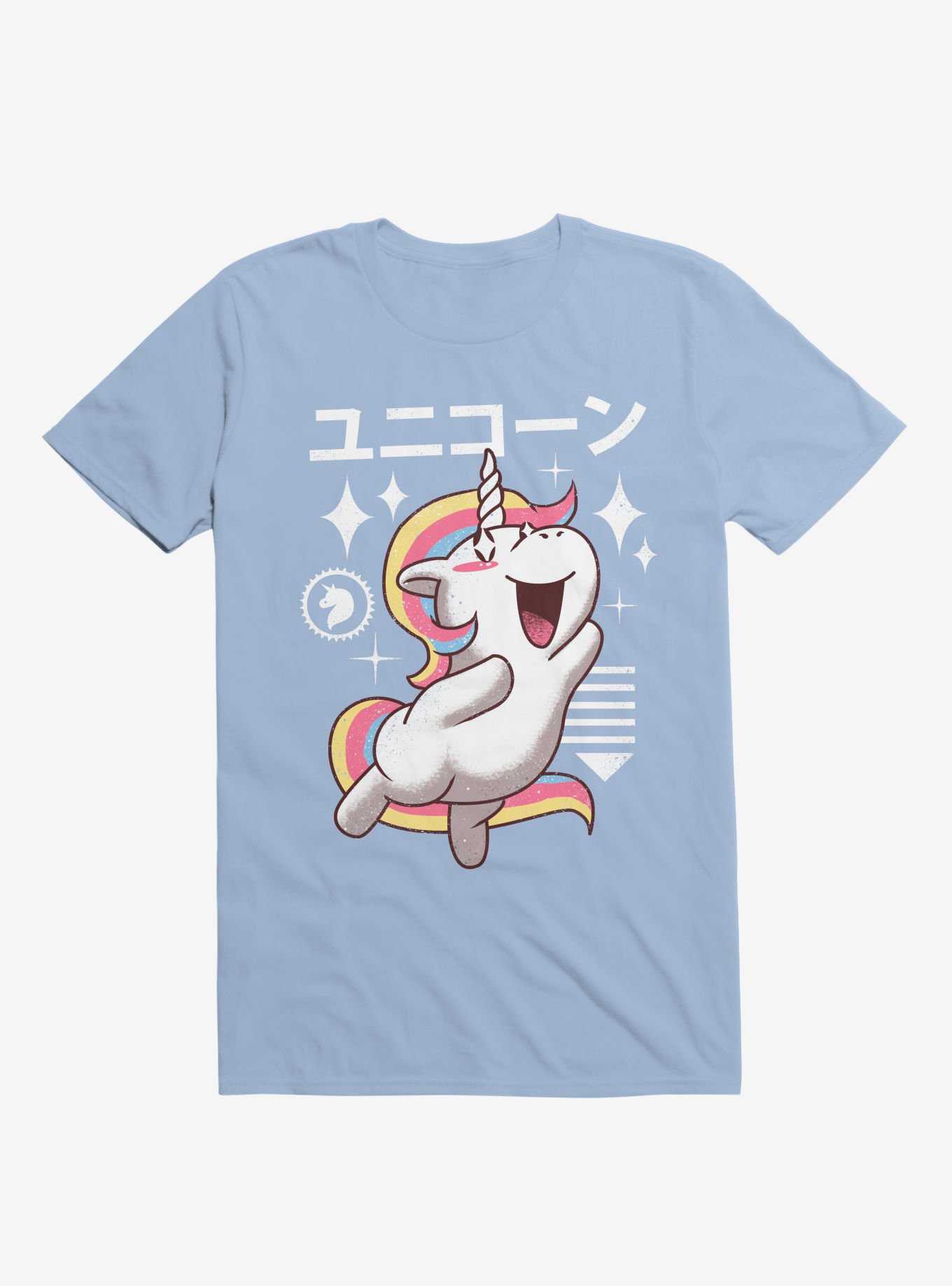 Kawaii Unicorn Light Blue T-Shirt, , hi-res