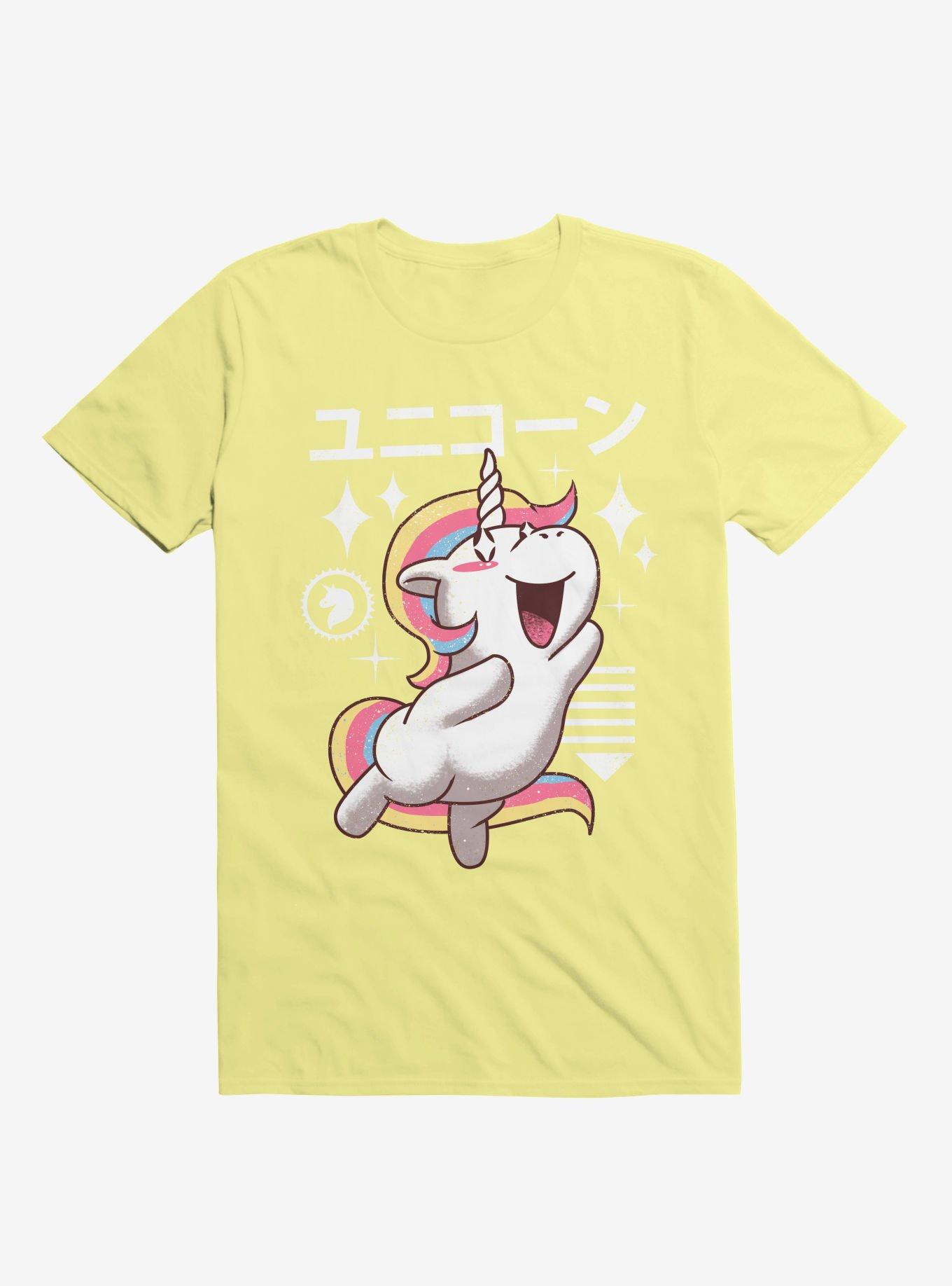 Kawaii Unicorn Corn Silk Yellow T-Shirt, , hi-res