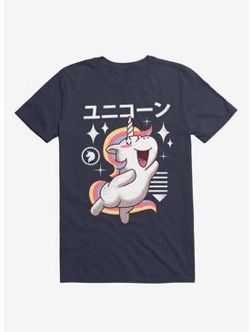 Kawaii Unicorn Navy Blue T-Shirt, , hi-res