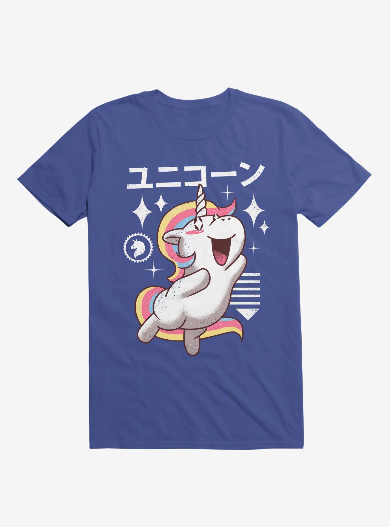 Kawaii Unicorn Royal Blue T-Shirt, , hi-res