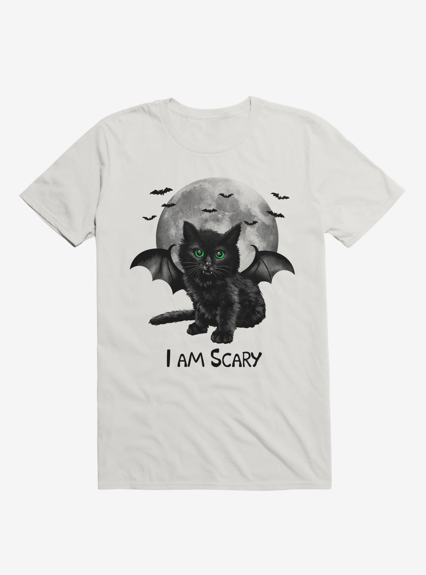 Scary Cat White T-Shirt, WHITE, hi-res