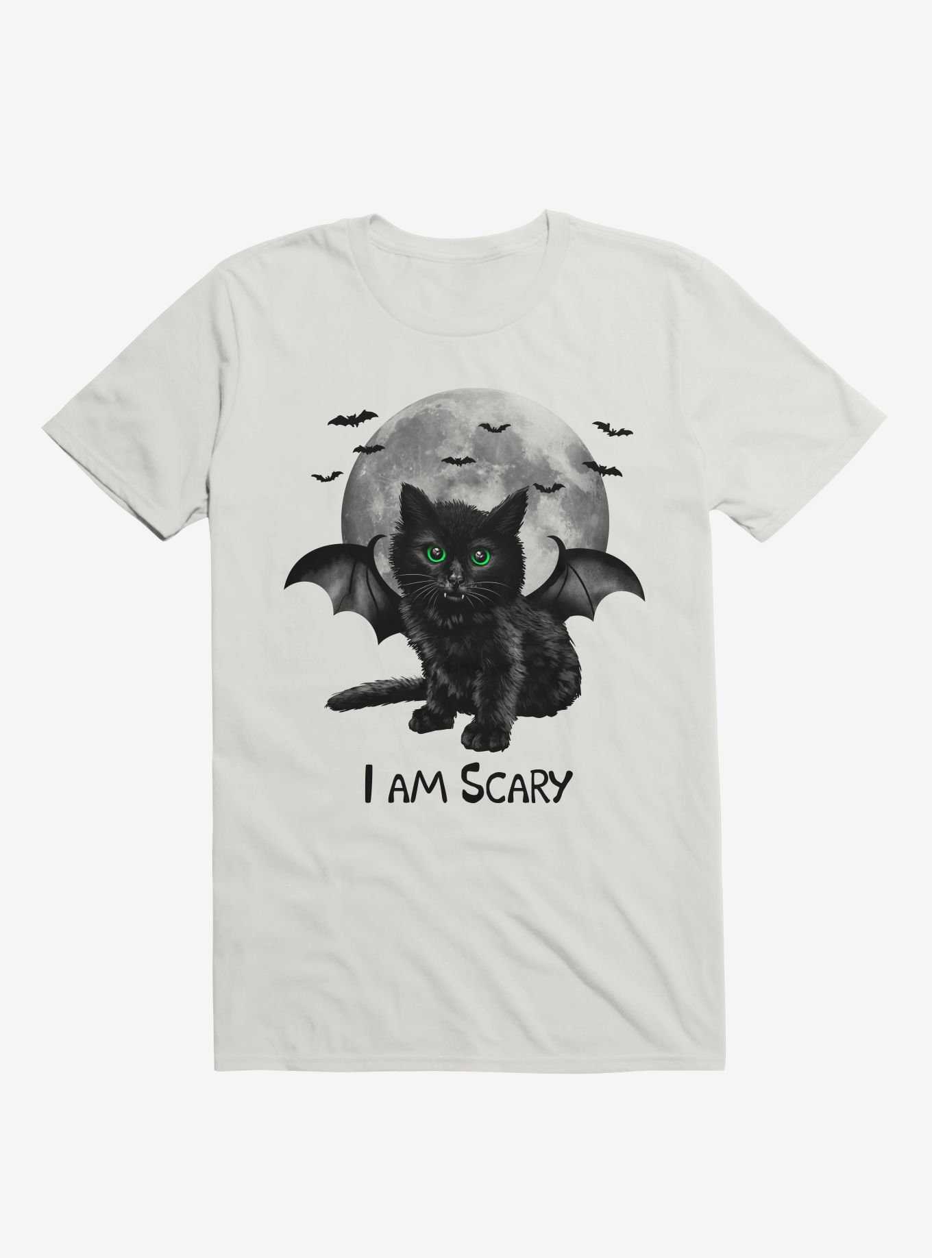 Scary Cat White T-Shirt, , hi-res