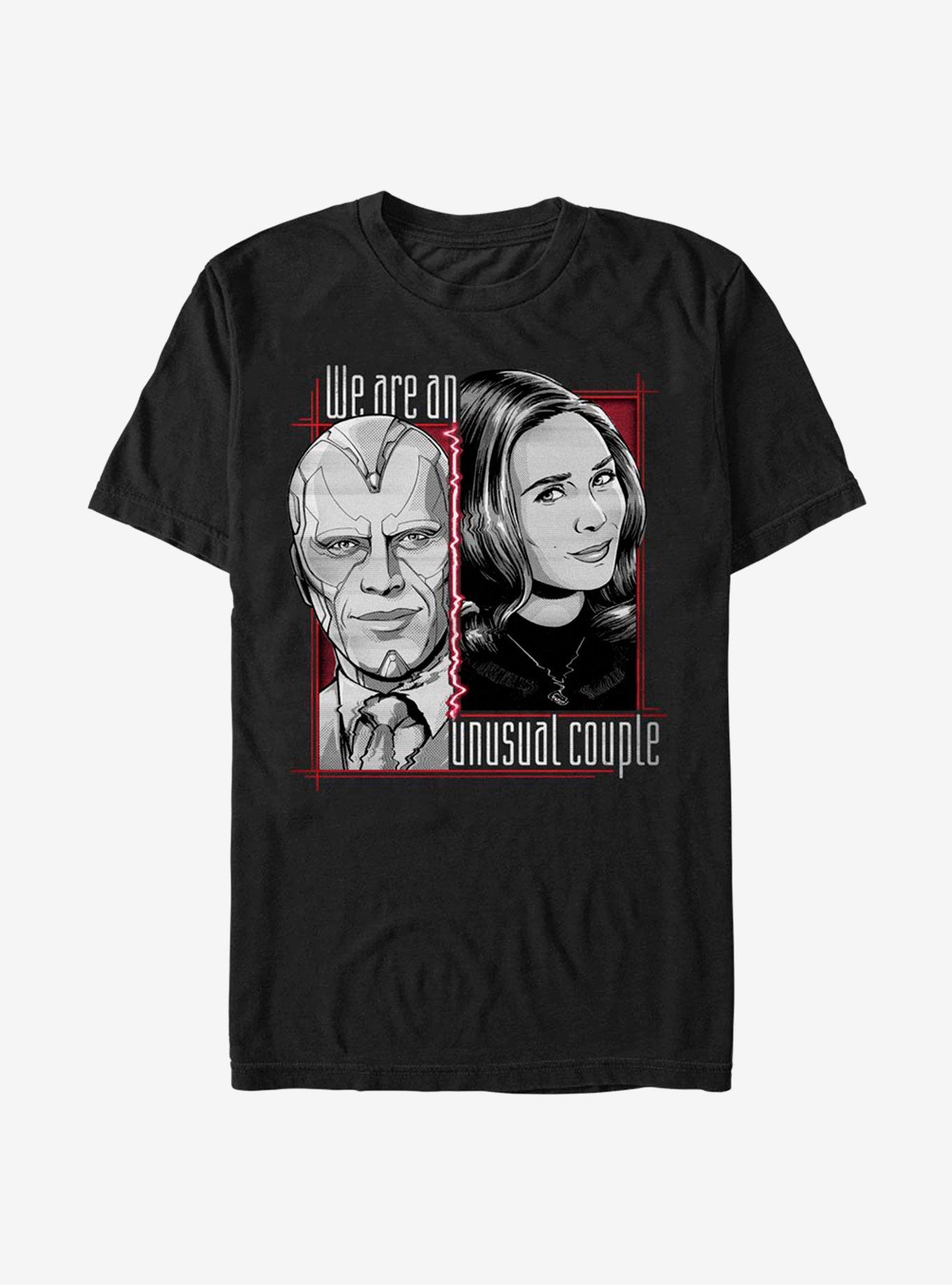 Marvel WandaVision Halftone Unusual Couple T-Shirt, BLACK, hi-res