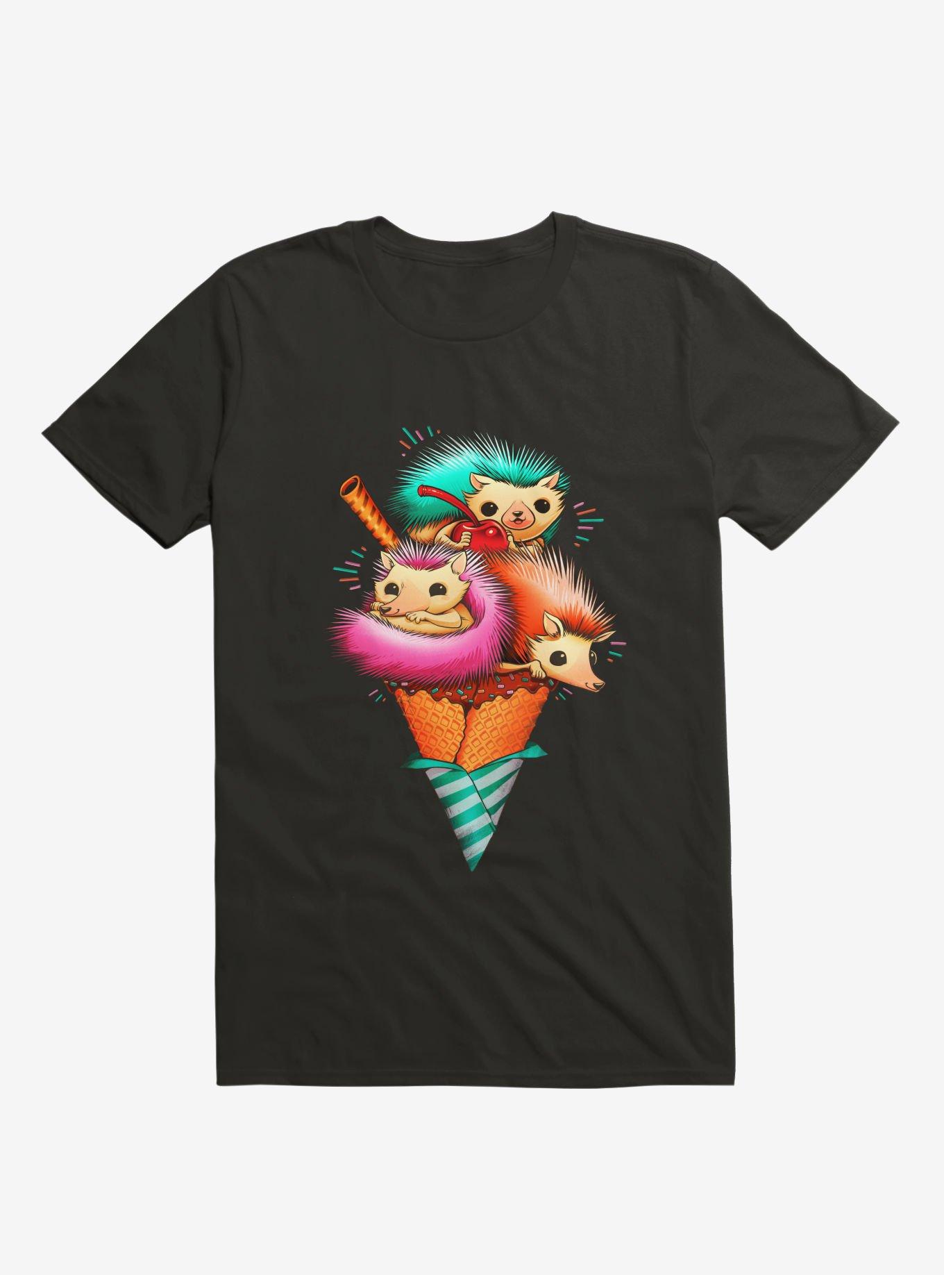 Hedgehog Ice Cream T-Shirt, BLACK, hi-res