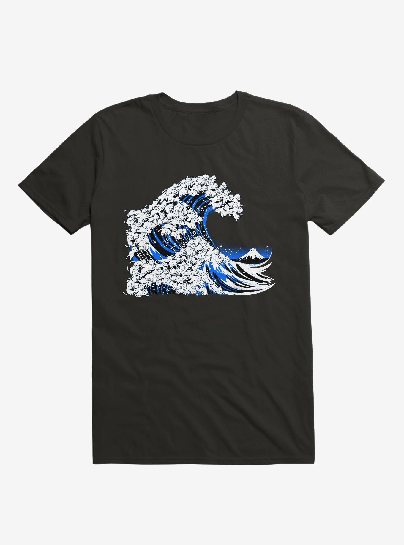 Cat Waves T-Shirt, BLACK, hi-res