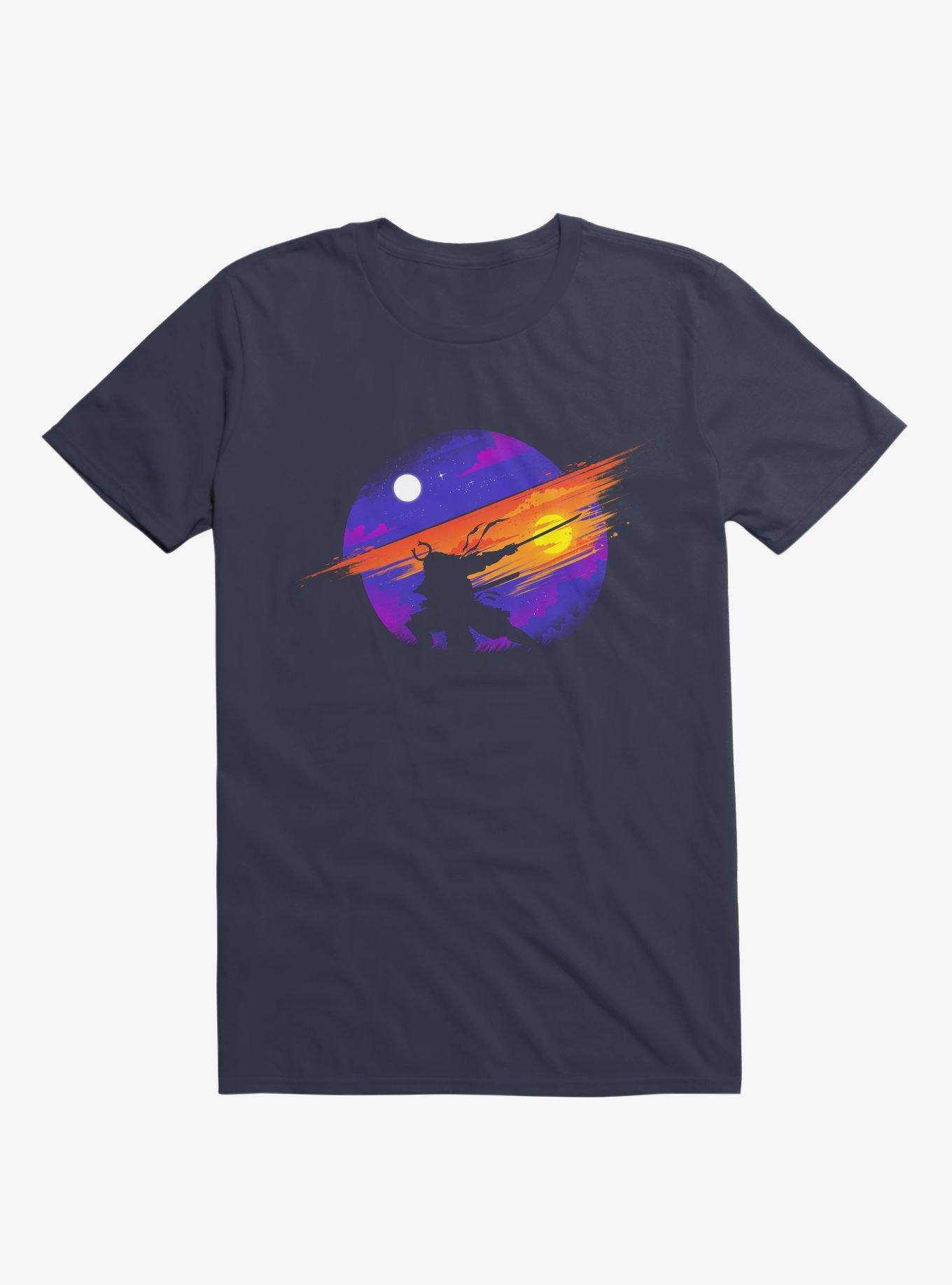 Sunset Samurai T-Shirt, NAVY, hi-res